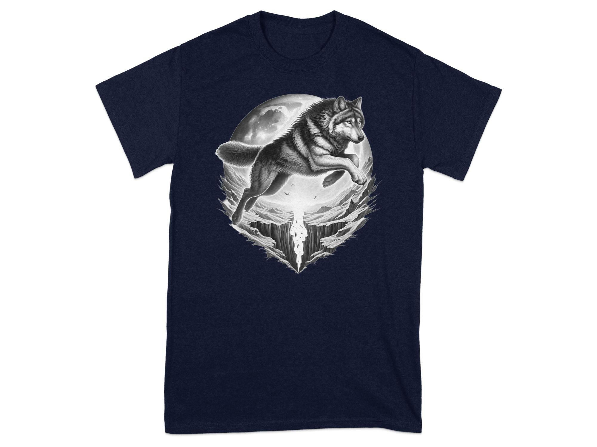 Moon Wolf - Coloured Gildan T-Shirt Realistic Animal Talisman Unisex Mythology Tee Graphic Design