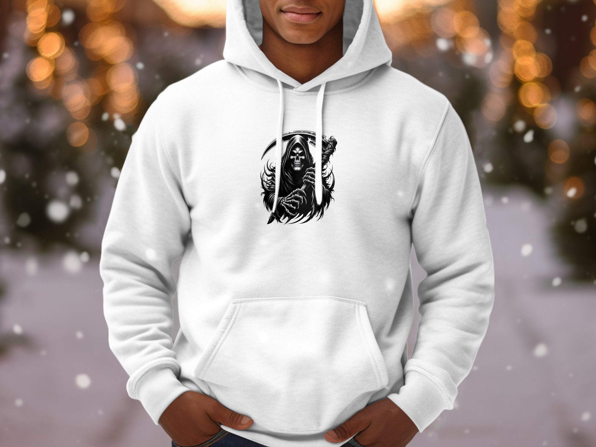 Grim Reaper - Black White Gildan Hoodie Commemorative Talisman Unisex Tee Graphic Design