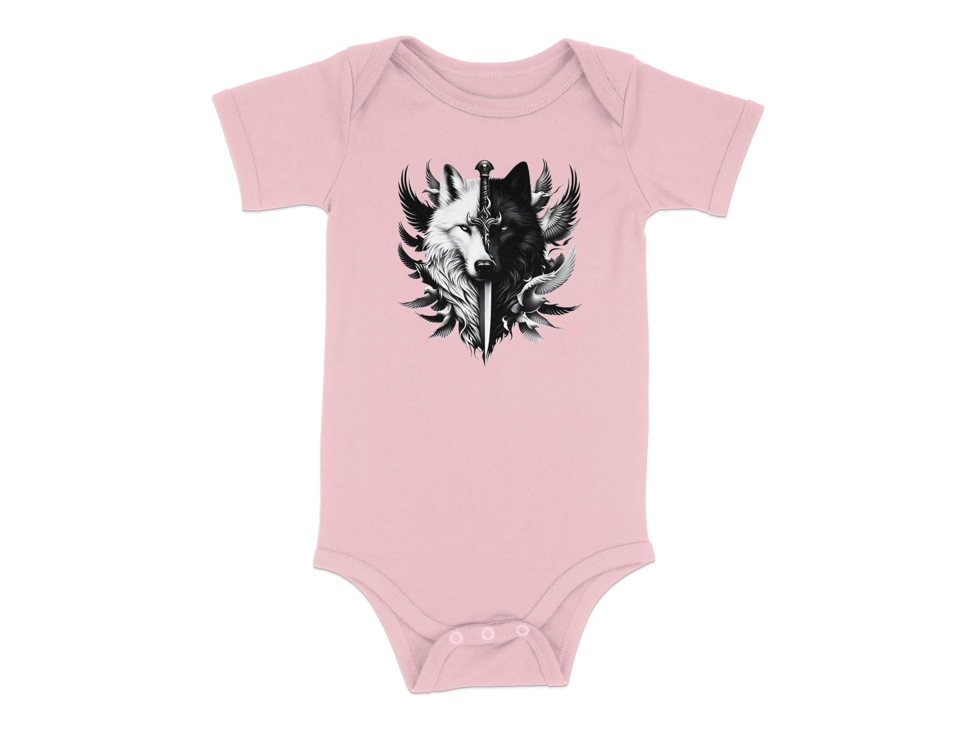 Wolf x Doves - Coloured Toddler Bodysuit Realistic Animal Talisman Unisex Tee Graphic Design