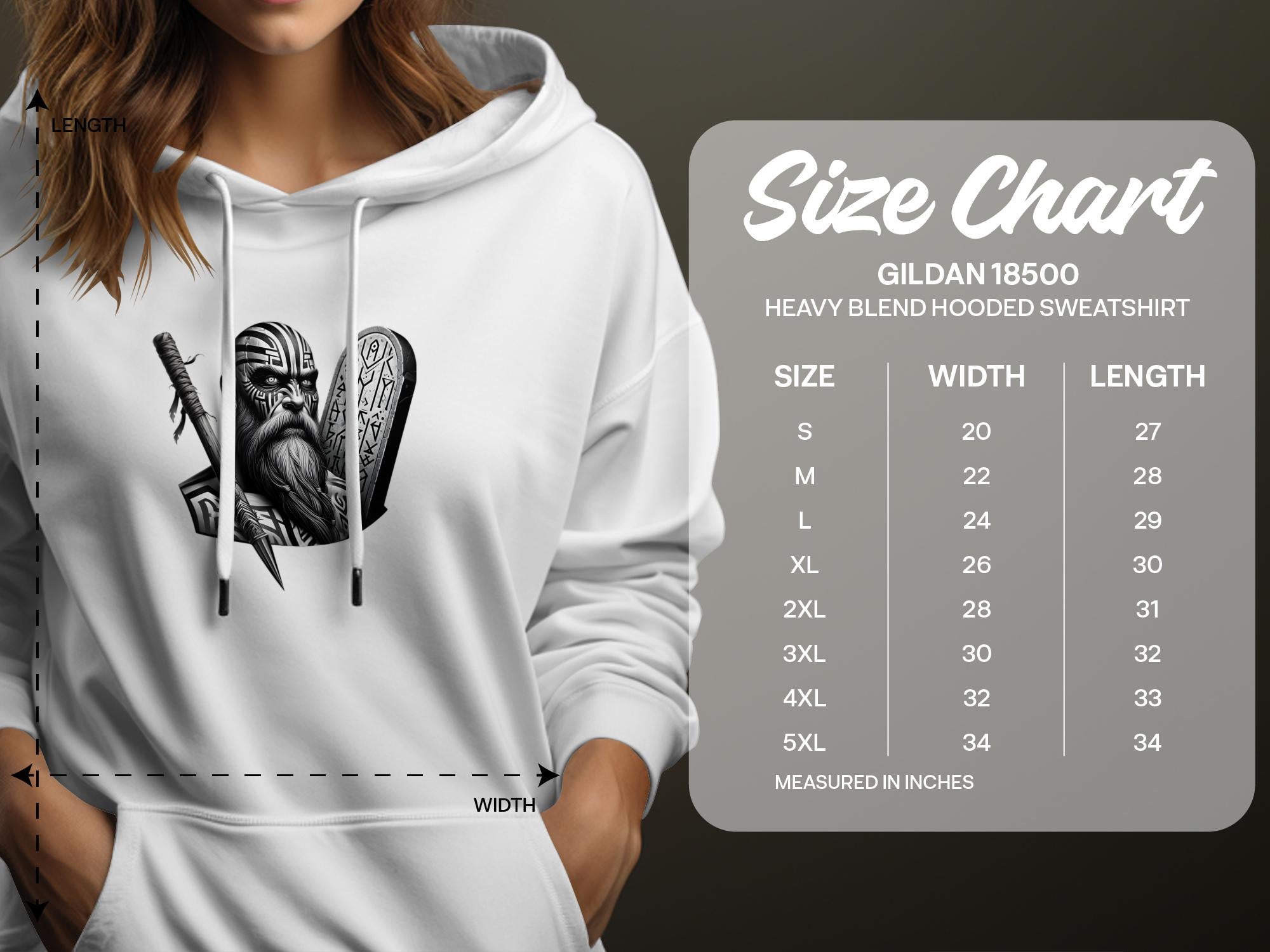 Viking Determination - Coloured Gildan Hoodie Realistic Norse Talisman Men Women Unisex Valhalla Tee Graphic Design