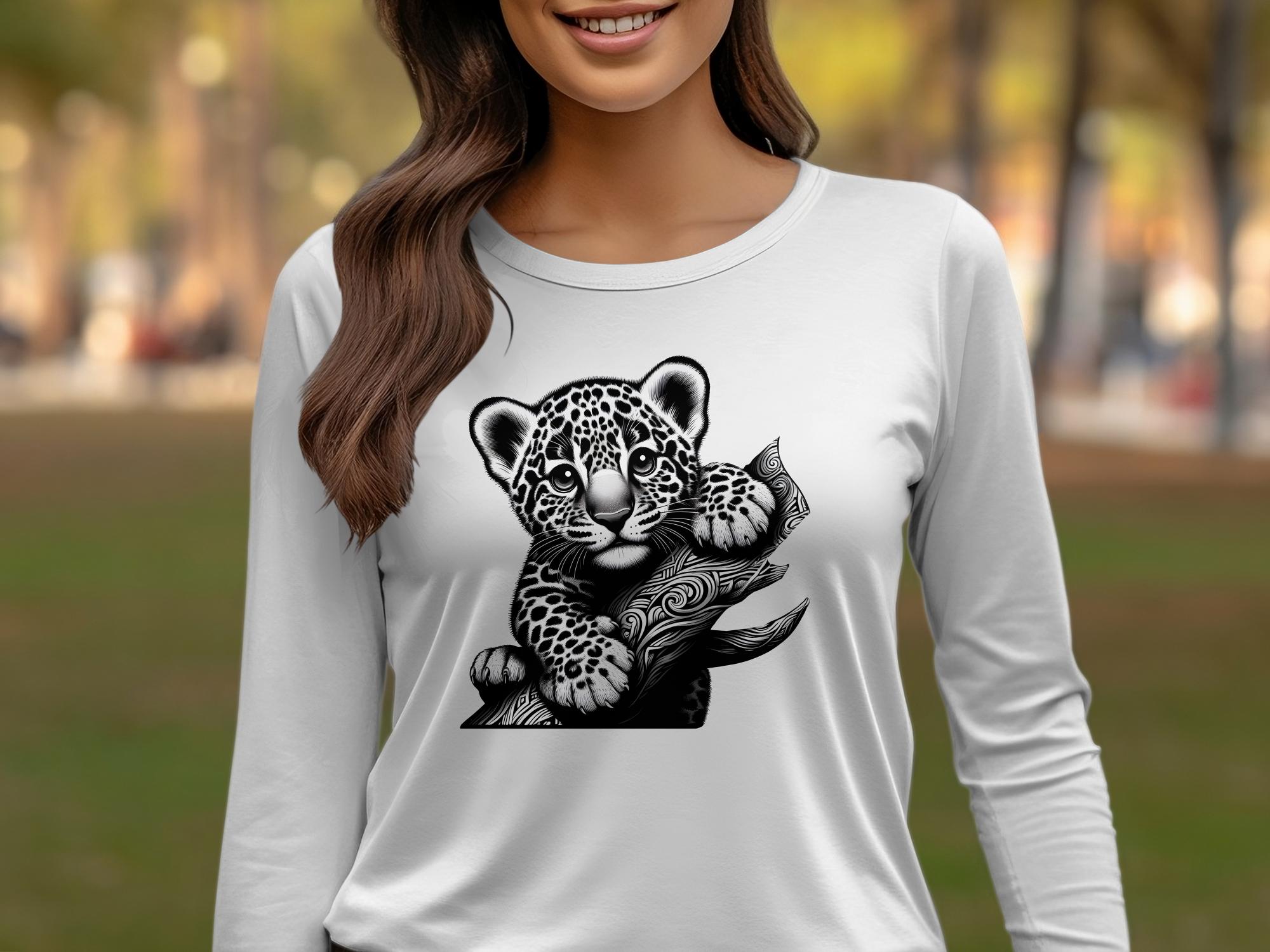 Leopard Bonsai - Coloured Gildan Long Sleeve Realistic Animal Talisman Unisex Cute Tee Graphic Design