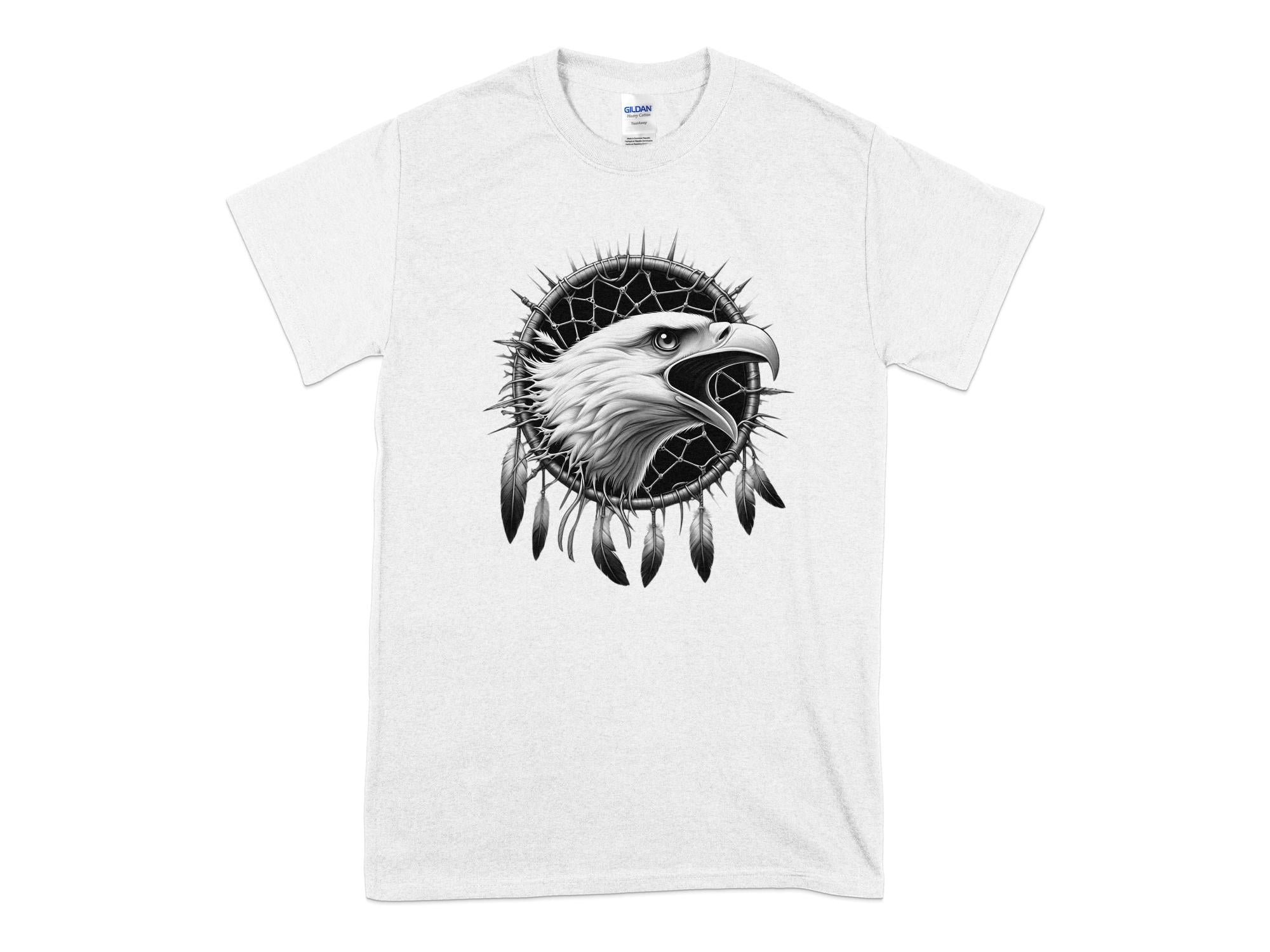 Dreamcatcher Eagle - Coloured Gildan T-Shirt Realistic Native American Talisman Unisex Mythology Tee Graphic Design