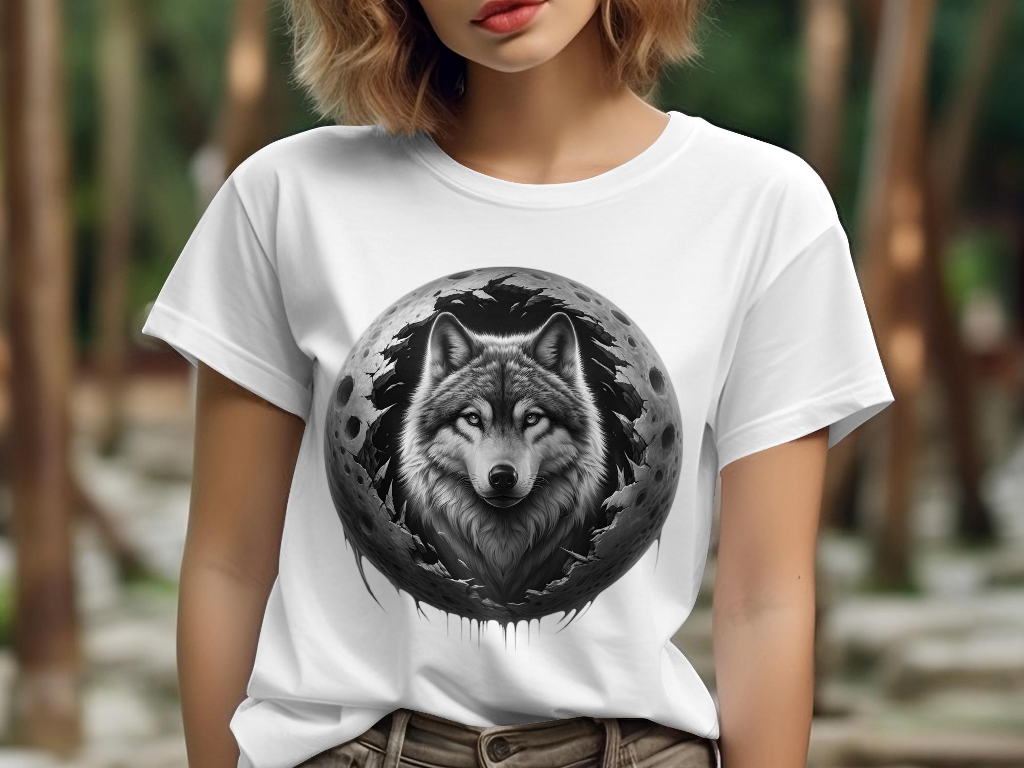 Moon Wolf - Coloured Gildan T-Shirt Realistic Animal Talisman Unisex Mythology Tee Graphic Design