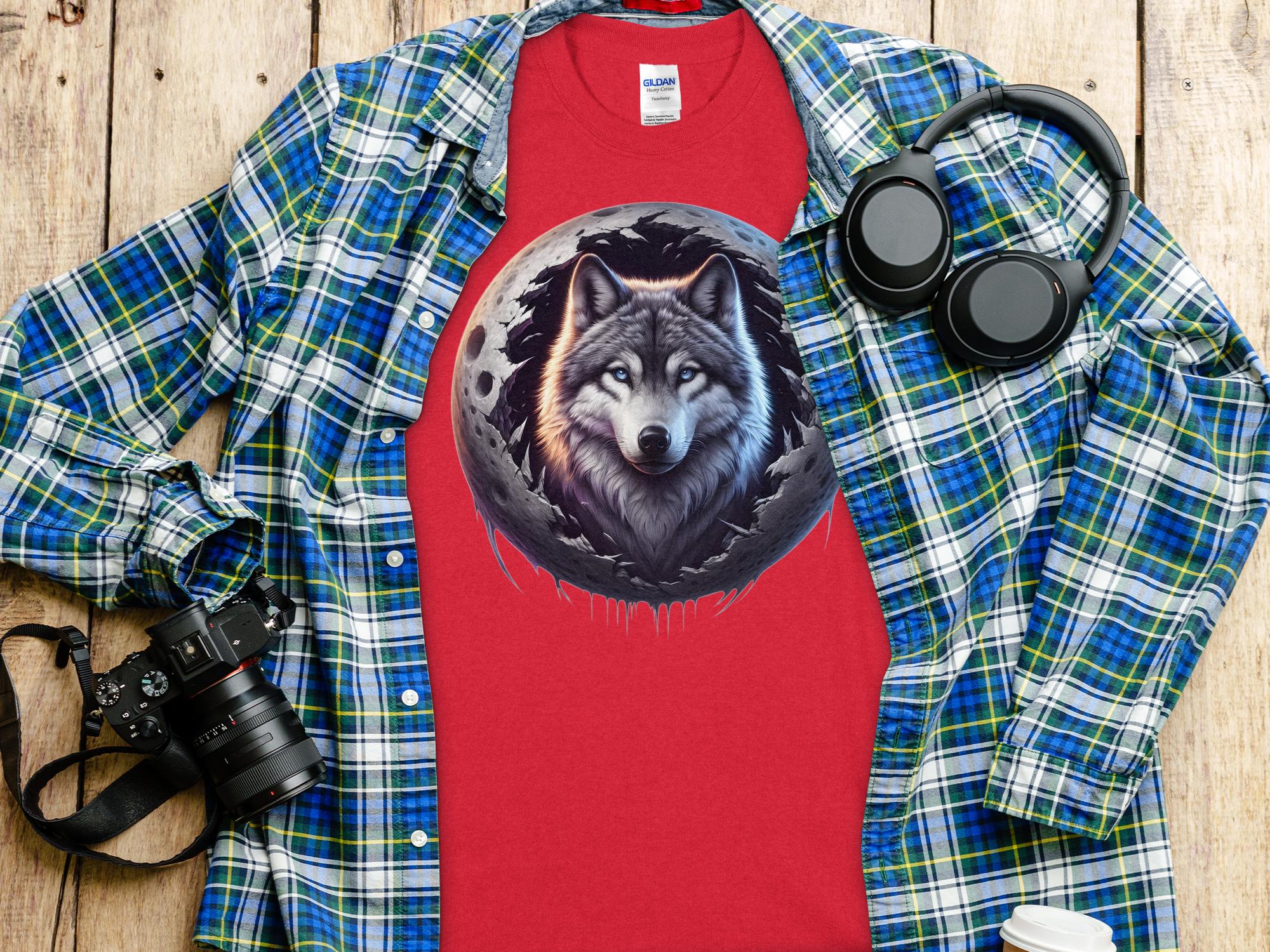 Moon Wolf - T-Shirt Realistic Full Colour Animal Talisman Unisex Mythology Tee Gildan Graphic Design