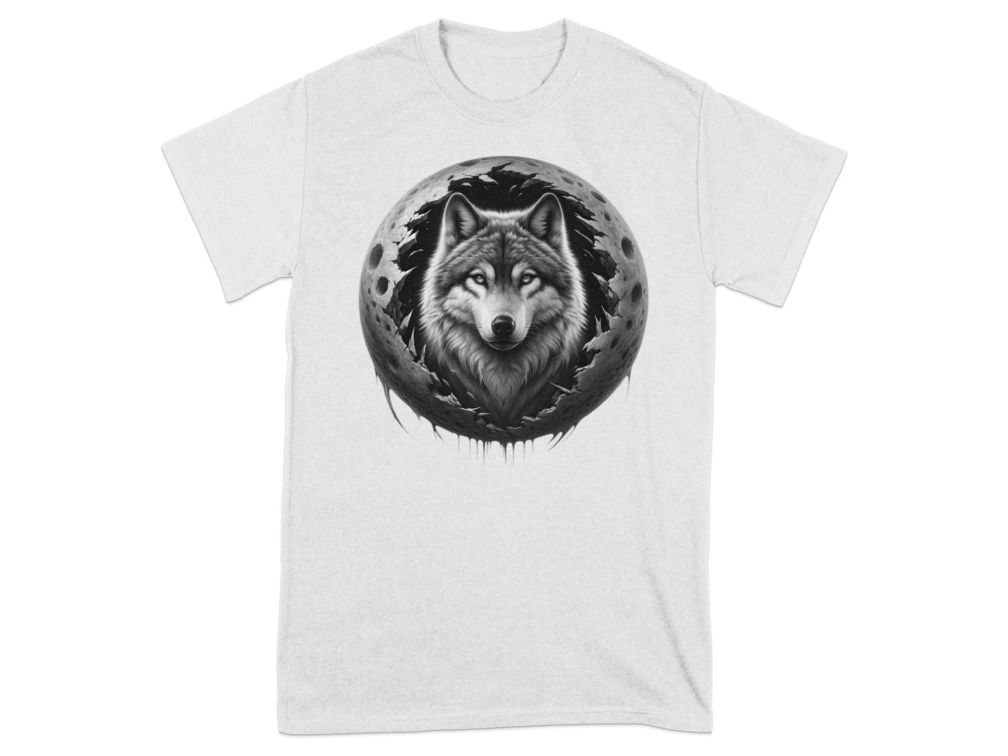 Moon Wolf - Coloured Gildan T-Shirt Realistic Animal Talisman Unisex Mythology Tee Graphic Design