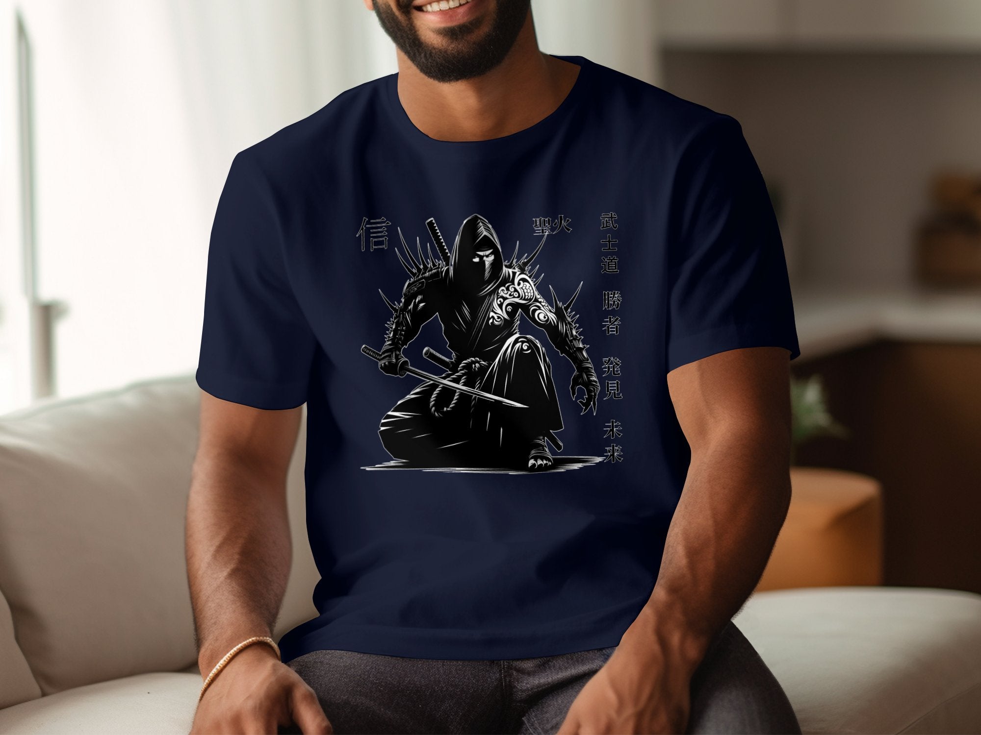 Samurai Ninja - Coloured Gildan T-Shirt Japanese Talisman Unisex Cultural Symbolic Graphic Design