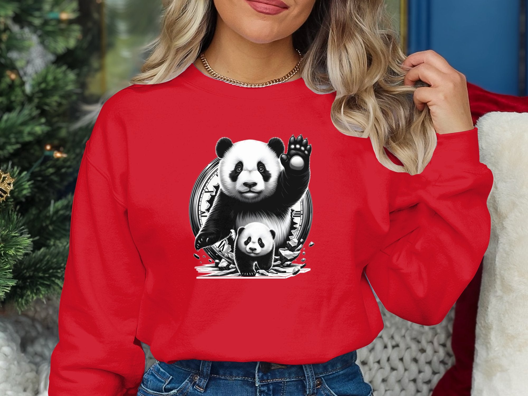 Panda - Coloured Gildan Sweatshirt Realistic Animal Talisman Unisex Cute Tee Graphic Design