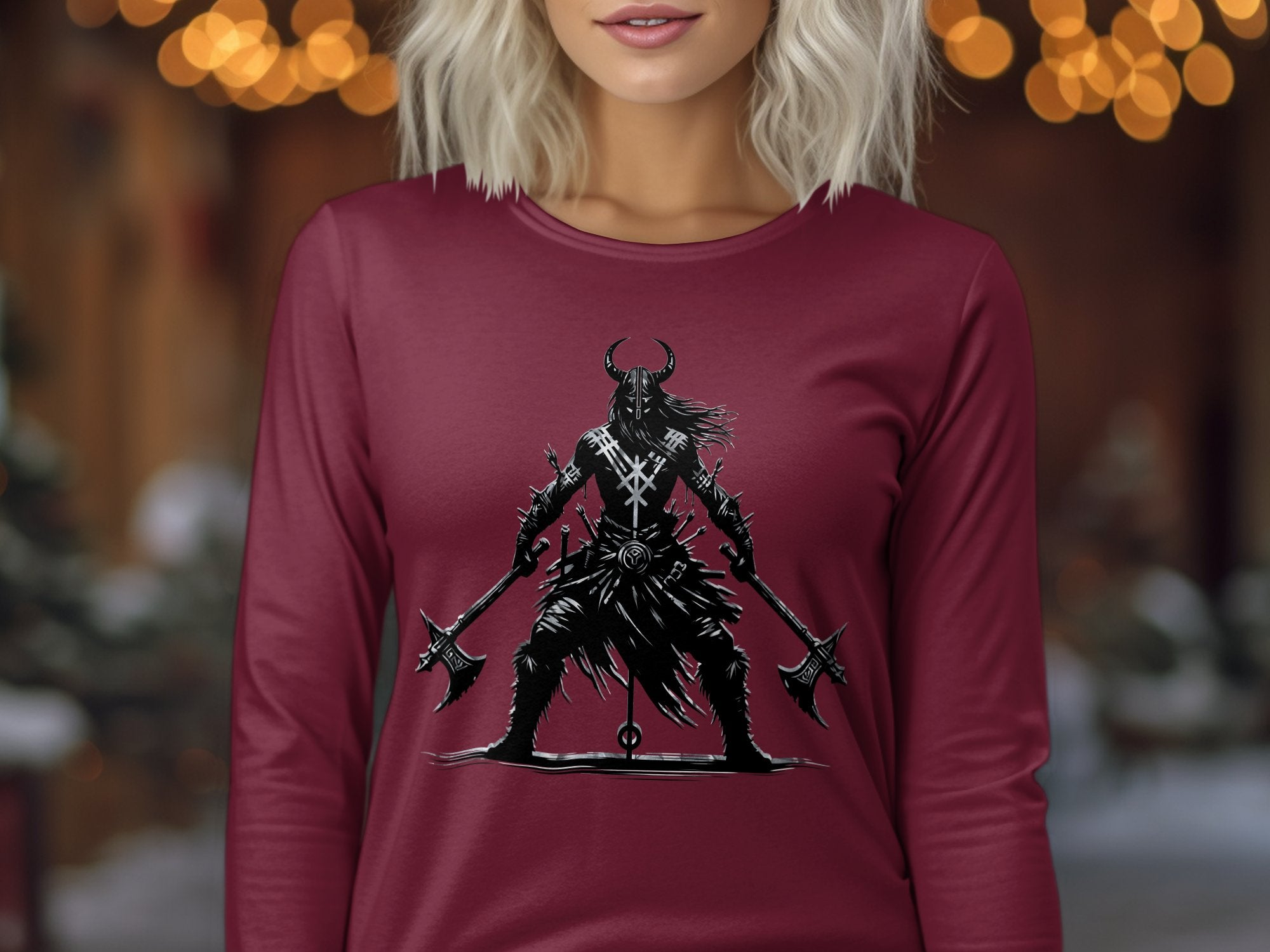 Viking Indomitable - Coloured Gildan Long Sleeve Norse Talisman Men Women Unisex Valhalla Tee