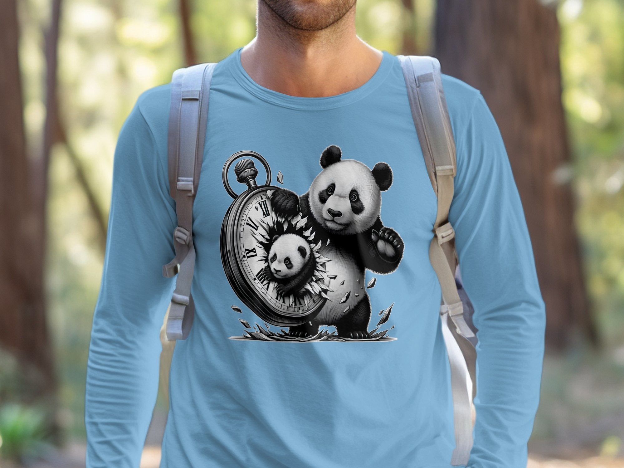 Panda - Coloured Gildan Long Sleeve Realistic Animal Talisman Unisex Cute Tee Graphic Design