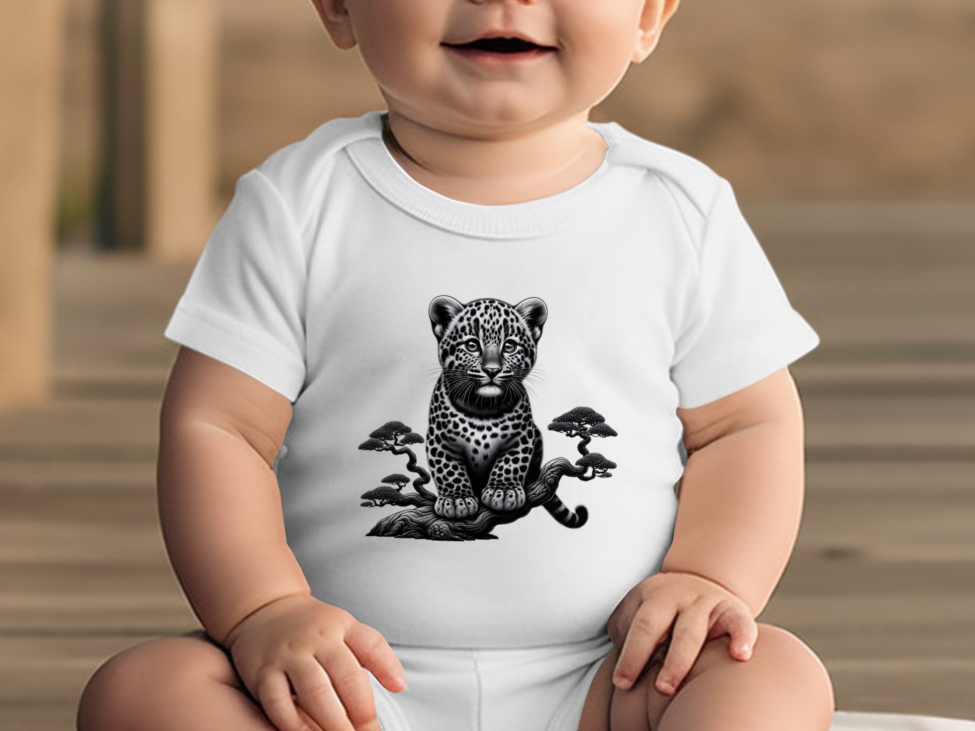 Leopard Bonsai - Coloured Toddler Bodysuit Realistic Animal Talisman Unisex Cute Tee Graphic Design