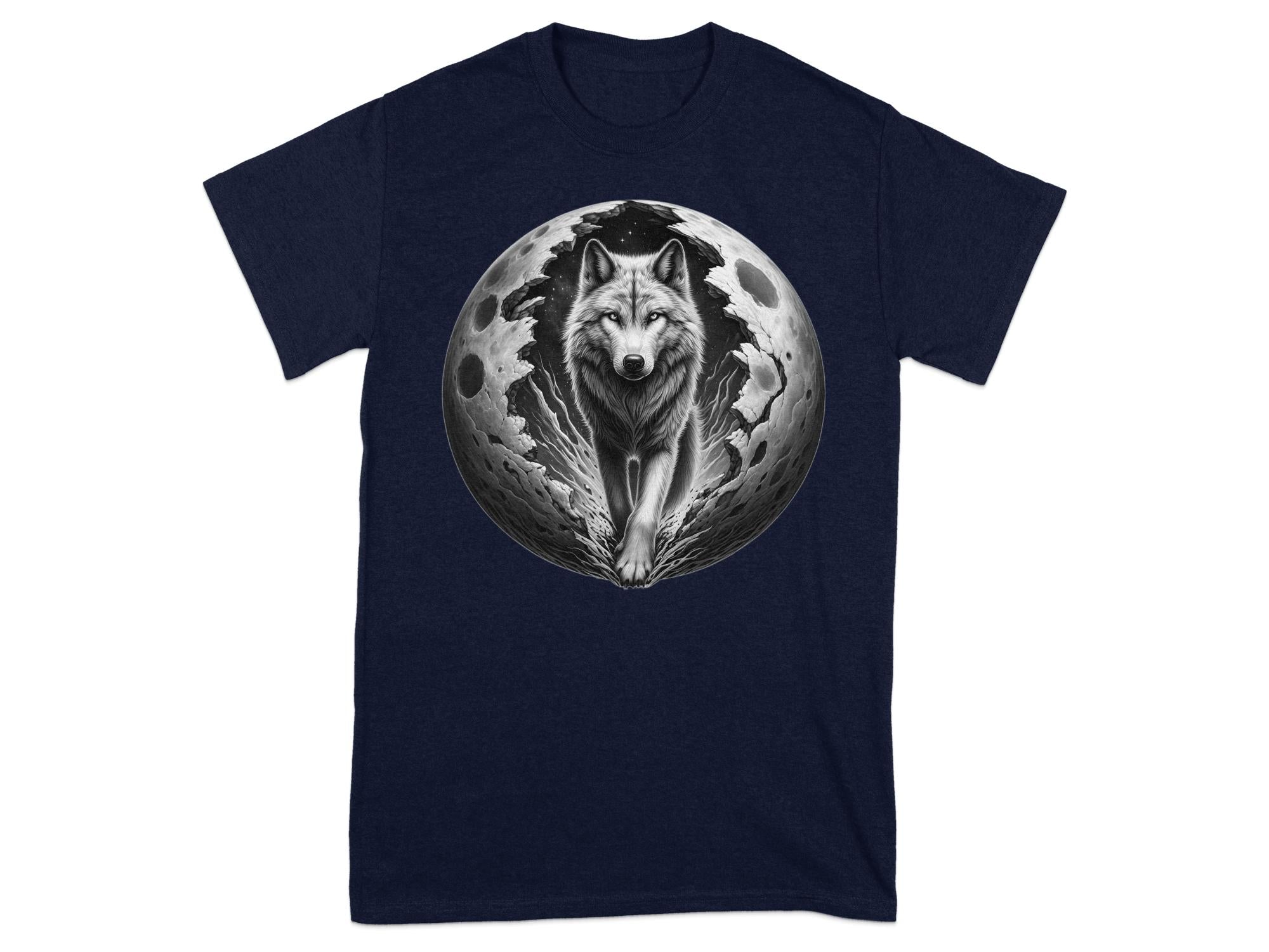 Moon Wolf - Coloured Gildan T-Shirt Realistic Animal Talisman Unisex Mythology Tee Graphic Design