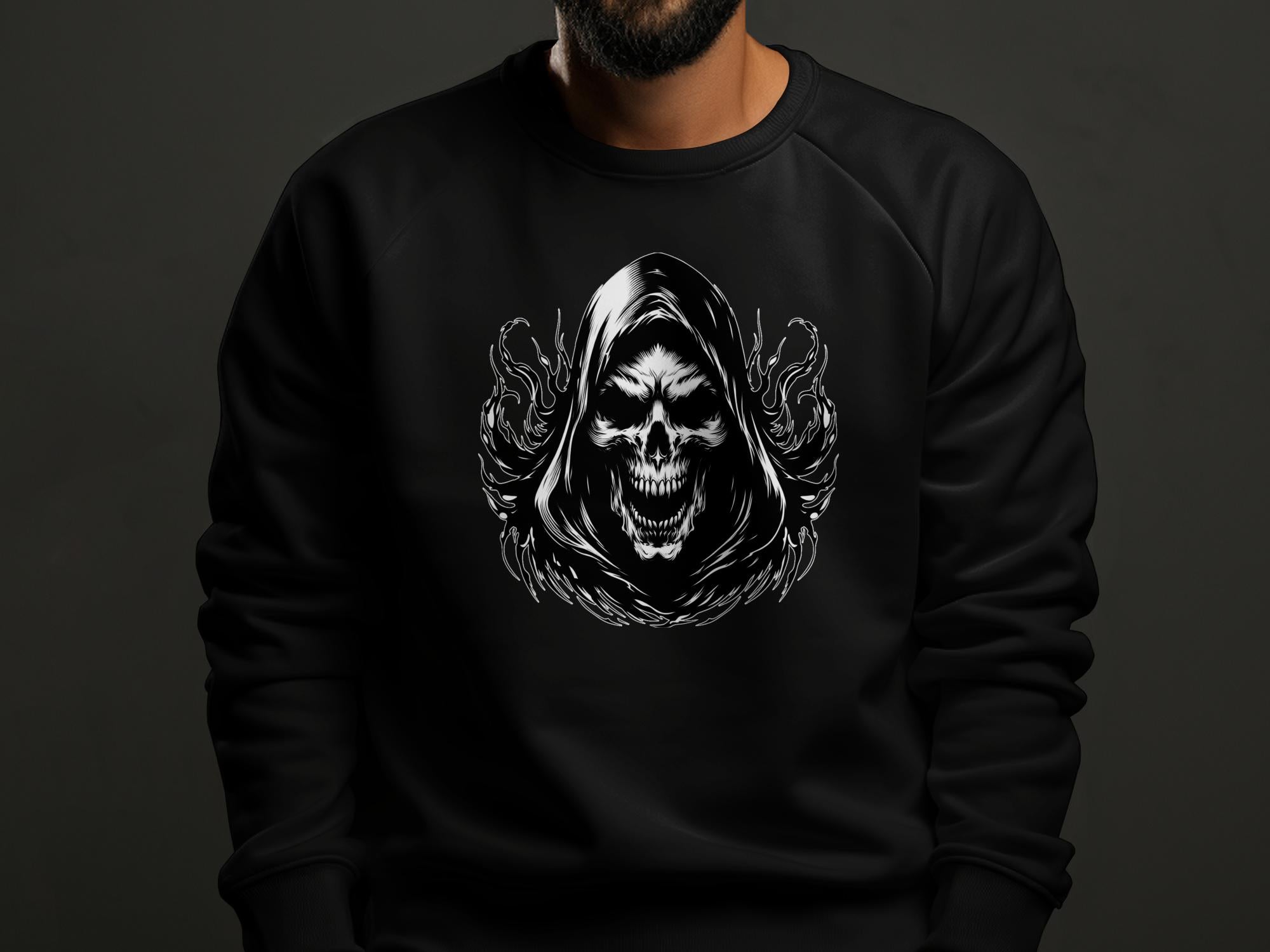 Grim Reaper - Black White Gildan Sweatshirt Commemorative Talisman Unisex Tee Graphic Design