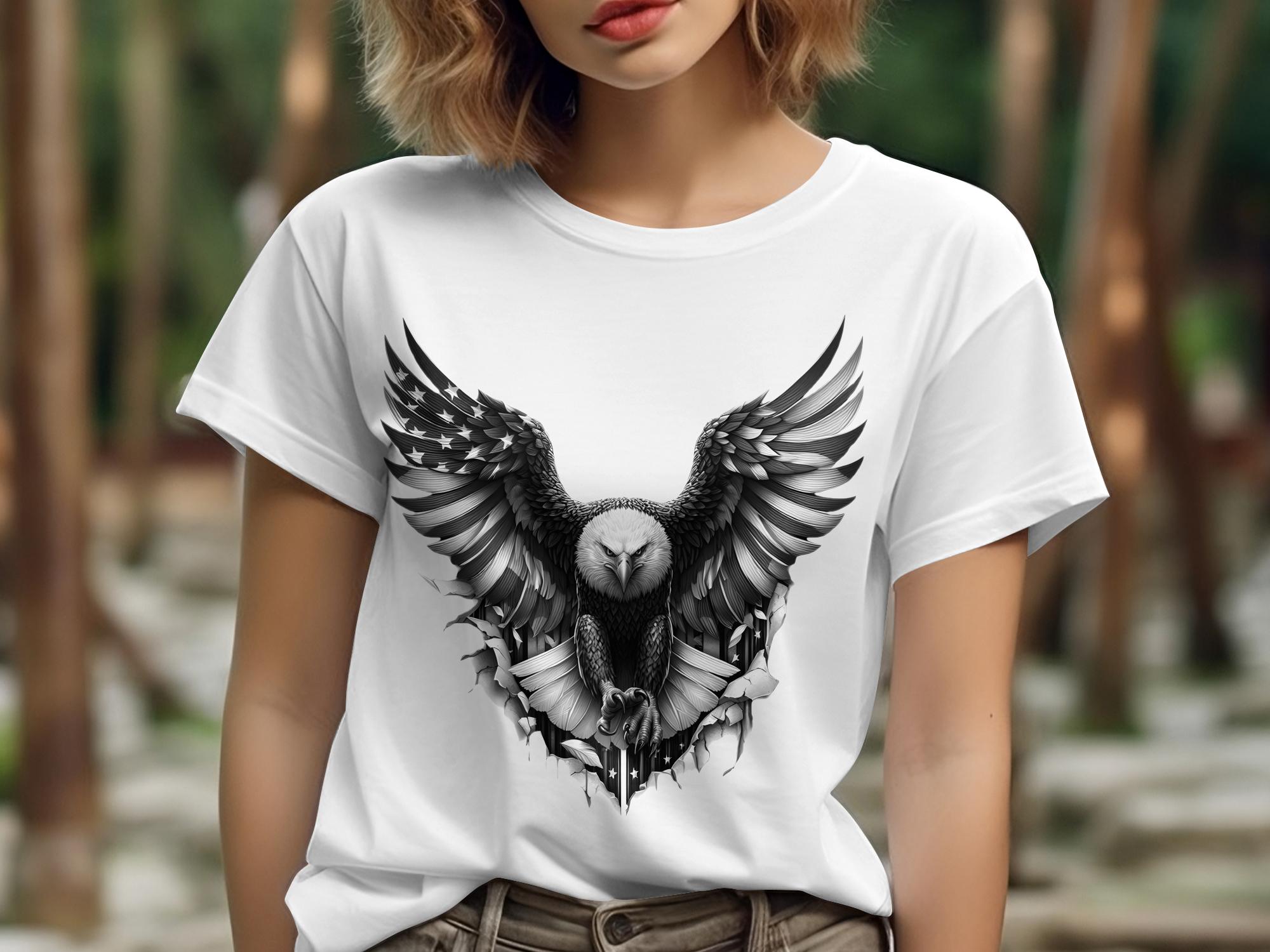 Eagle Patriot - Coloured Gildan T-Shirt Realistic Animal Talisman Unisex Tee Graphic Design