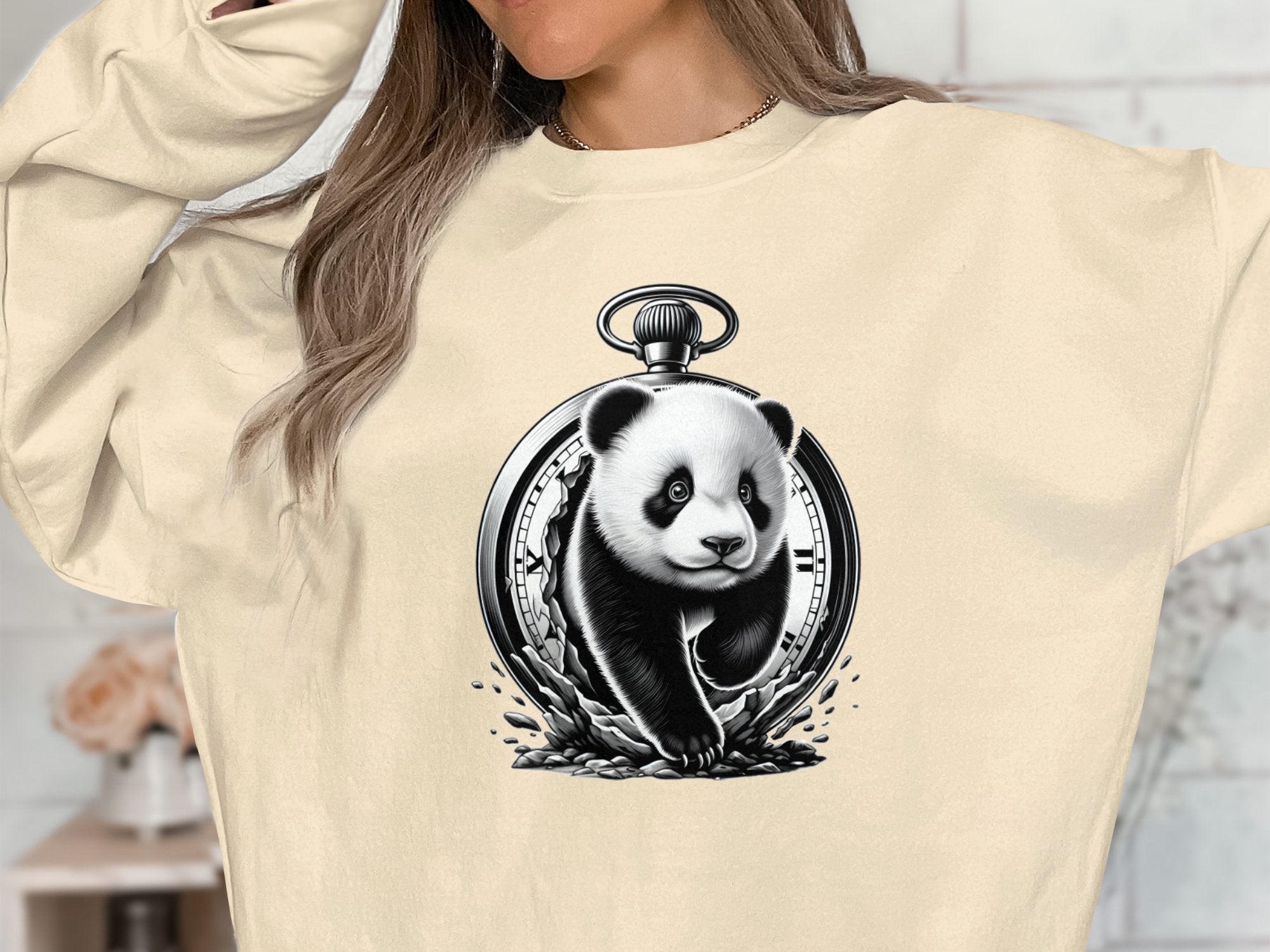 Panda - Coloured Gildan Sweatshirt Realistic Animal Talisman Unisex Cute Tee Graphic Design