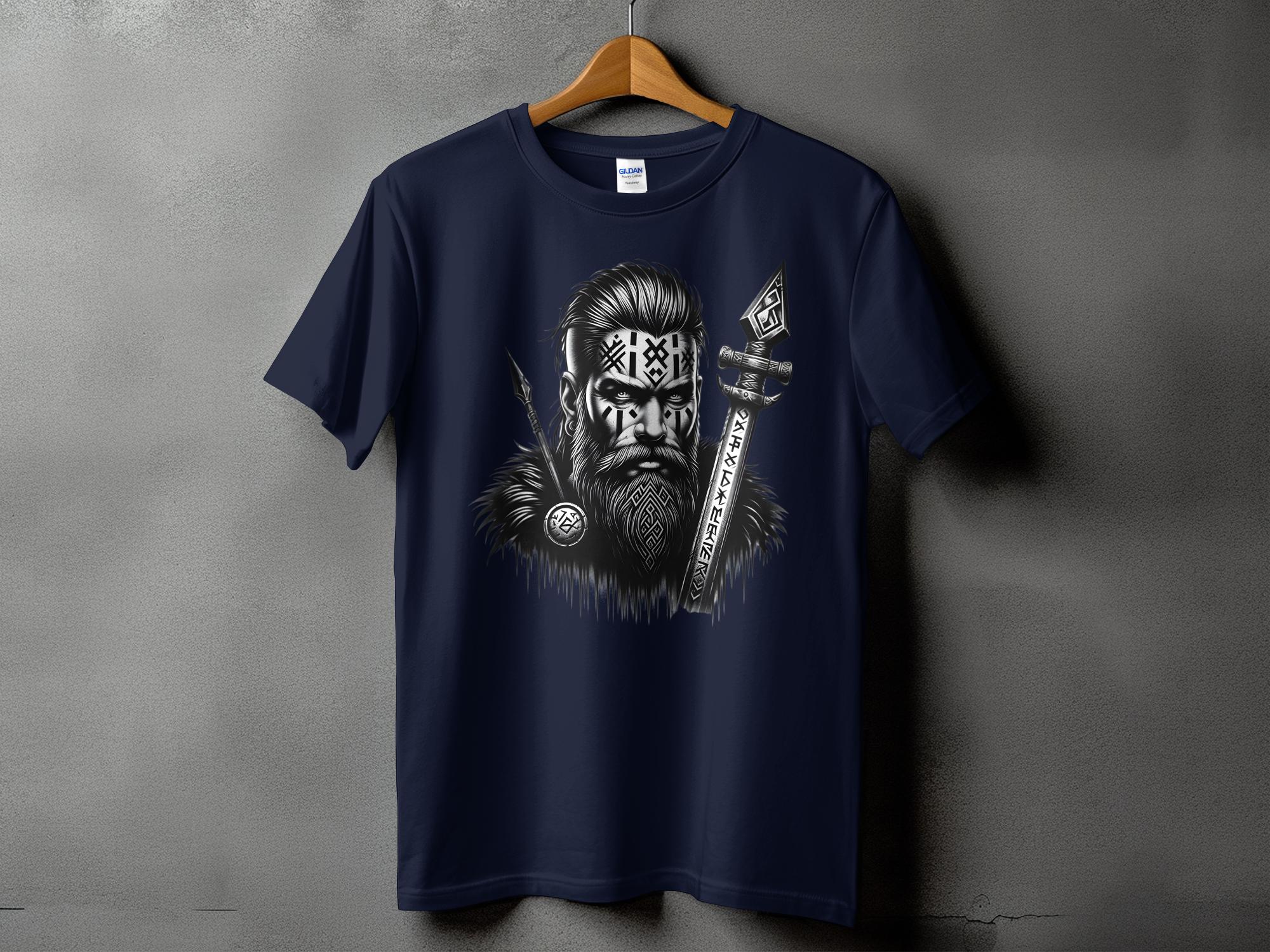 Viking Stoic - Coloured Gildan T Shirt Realistic Norse Talisman Men Women Unisex Valhalla Tee Graphic Design