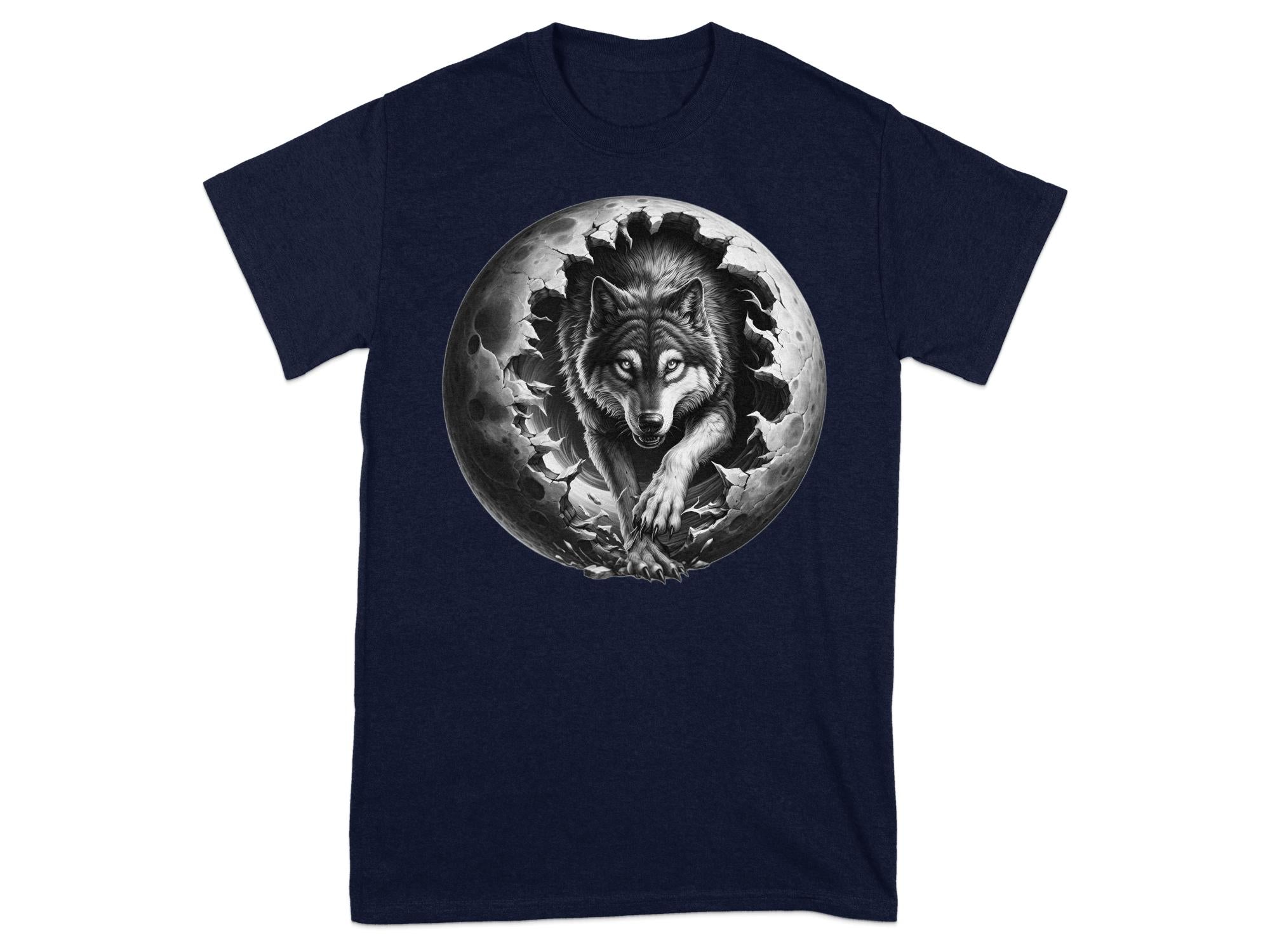 Moon Wolf - Coloured Gildan T-Shirt Realistic Animal Talisman Unisex Mythology Tee Graphic Design