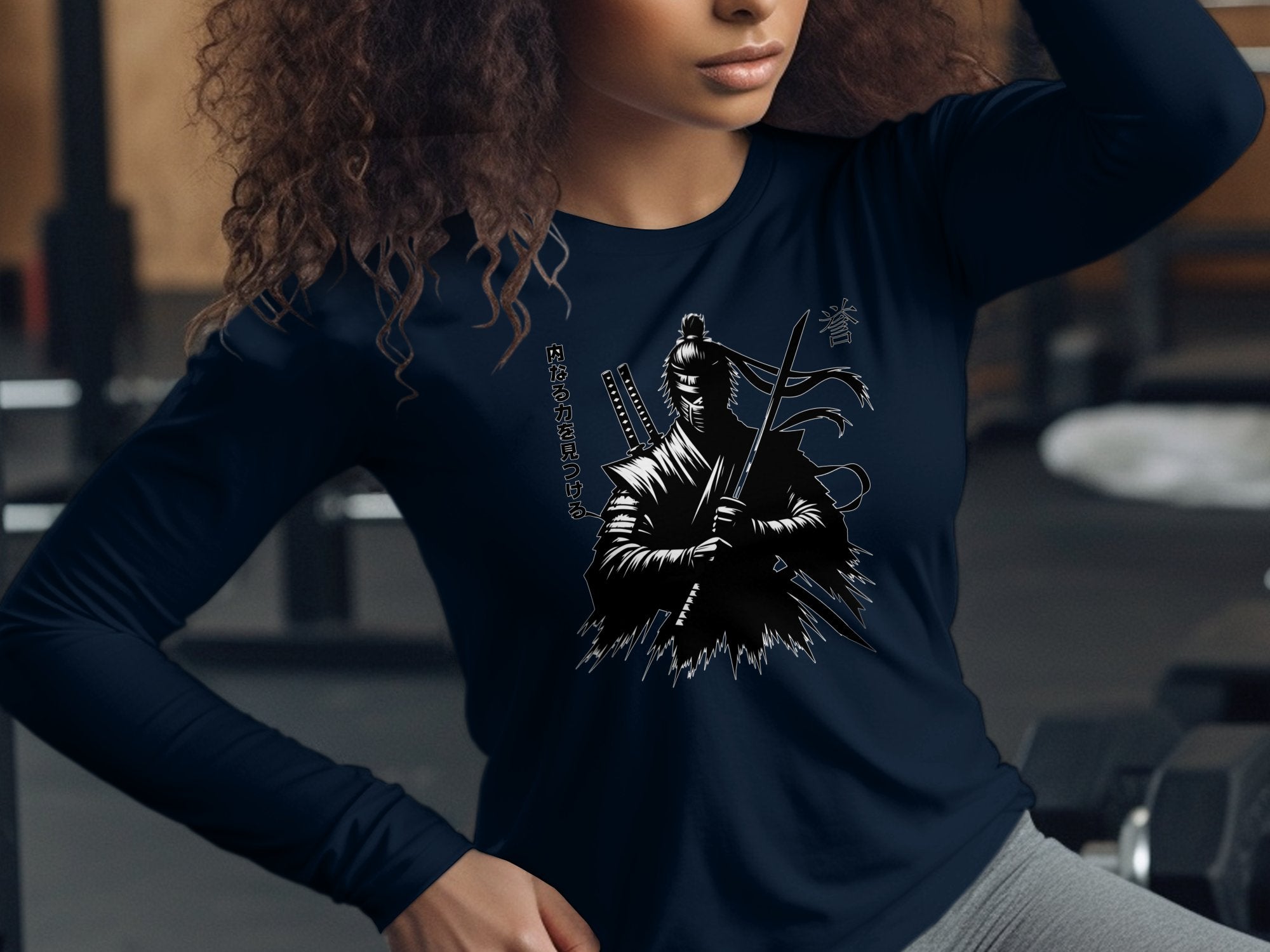 Samurai Ninja - Coloured Gildan Long Sleeve Japanese Talisman Unisex Cultural Symbolic Graphic Design