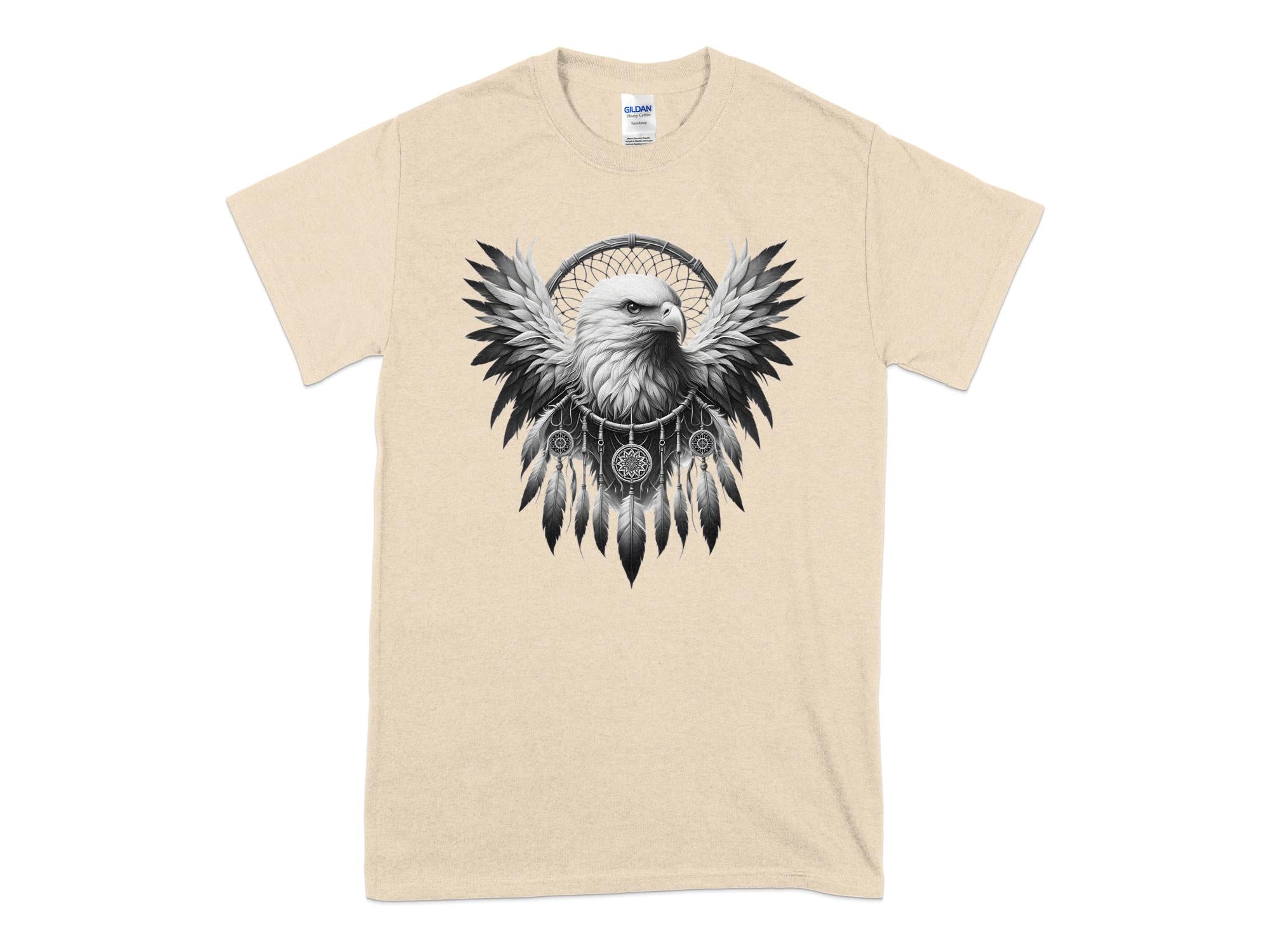 Dreamcatcher Eagle - Coloured Gildan T-Shirt Realistic Native American Talisman Unisex Mythology Tee Graphic Design