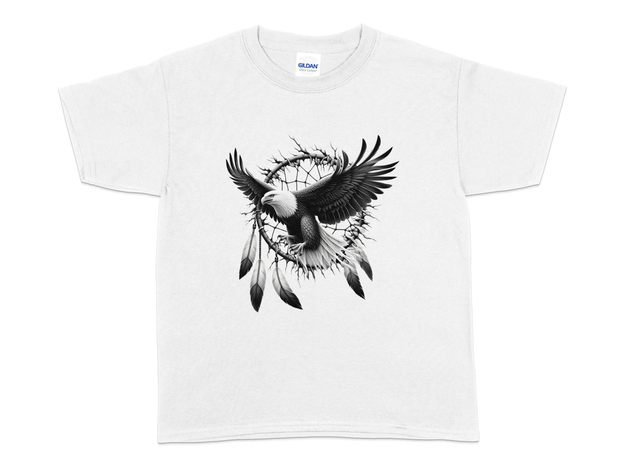 Dreamcatcher Eagle - Coloured Gildan Kids T-Shirt Realistic Native American Talisman Unisex Mythology Tee Graphic Design