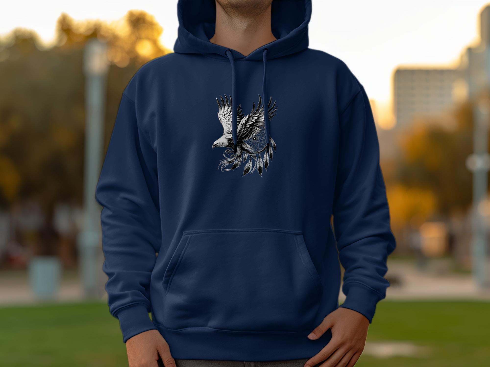 Dreamcatcher Eagle - Coloured Gildan Hoodie Realistic Native American Talisman Unisex Mythology Tee Graphic Design