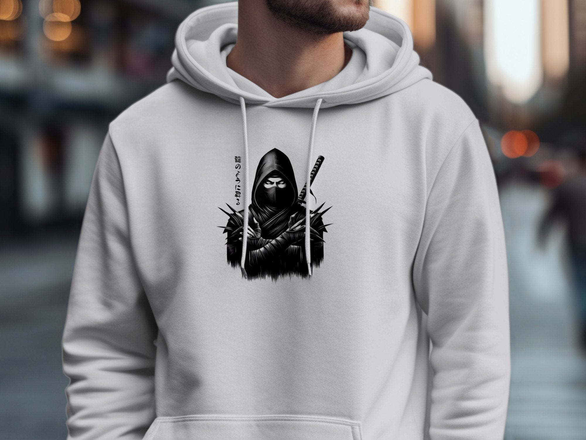 Samurai Ninja - Coloured Gildan Hoodie Japanese Talisman Unisex Cultural Symbolic Graphic Design