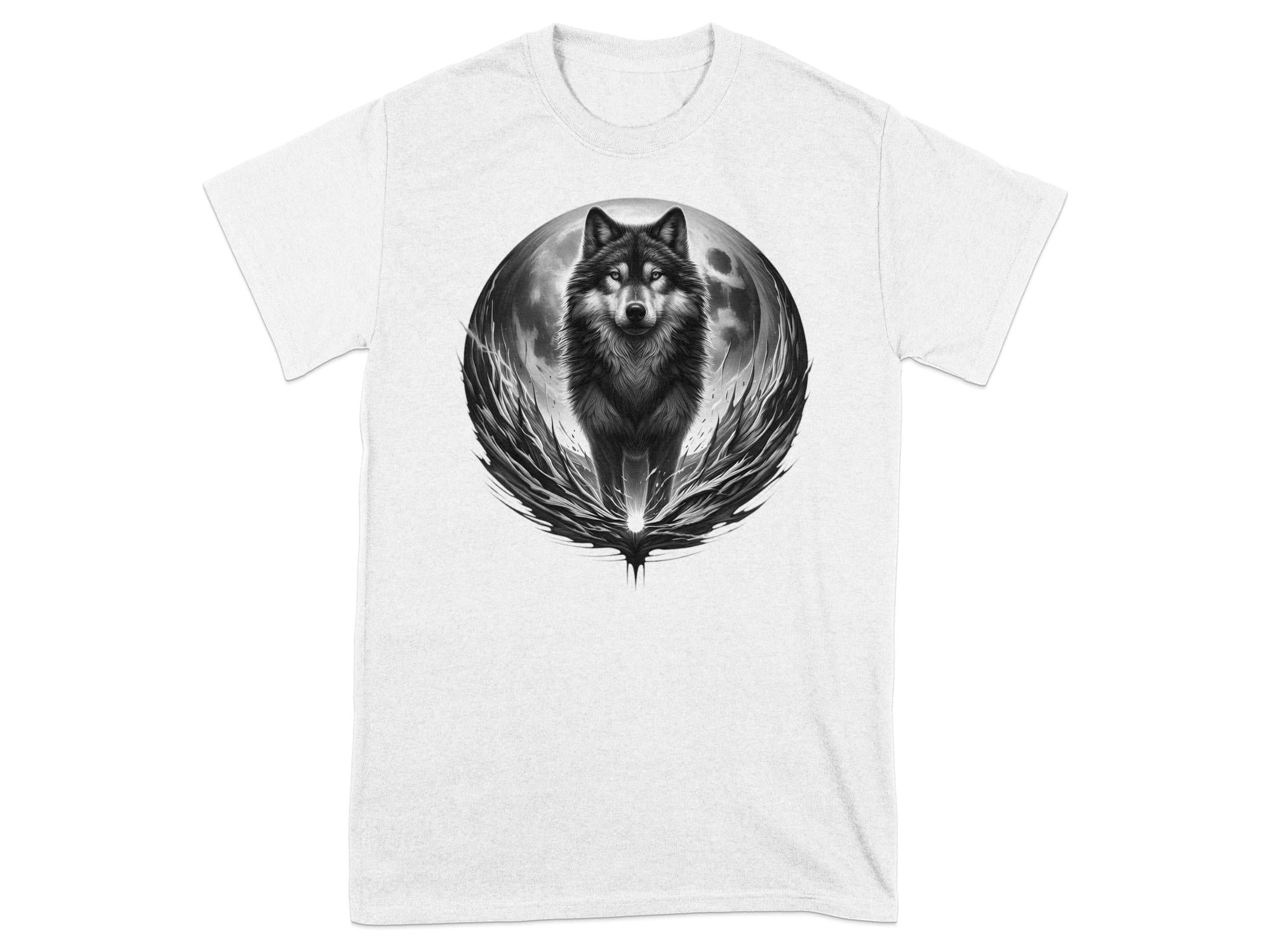 Moon Wolf - Coloured Gildan T-Shirt Realistic Animal Talisman Unisex Mythology Tee Graphic Design