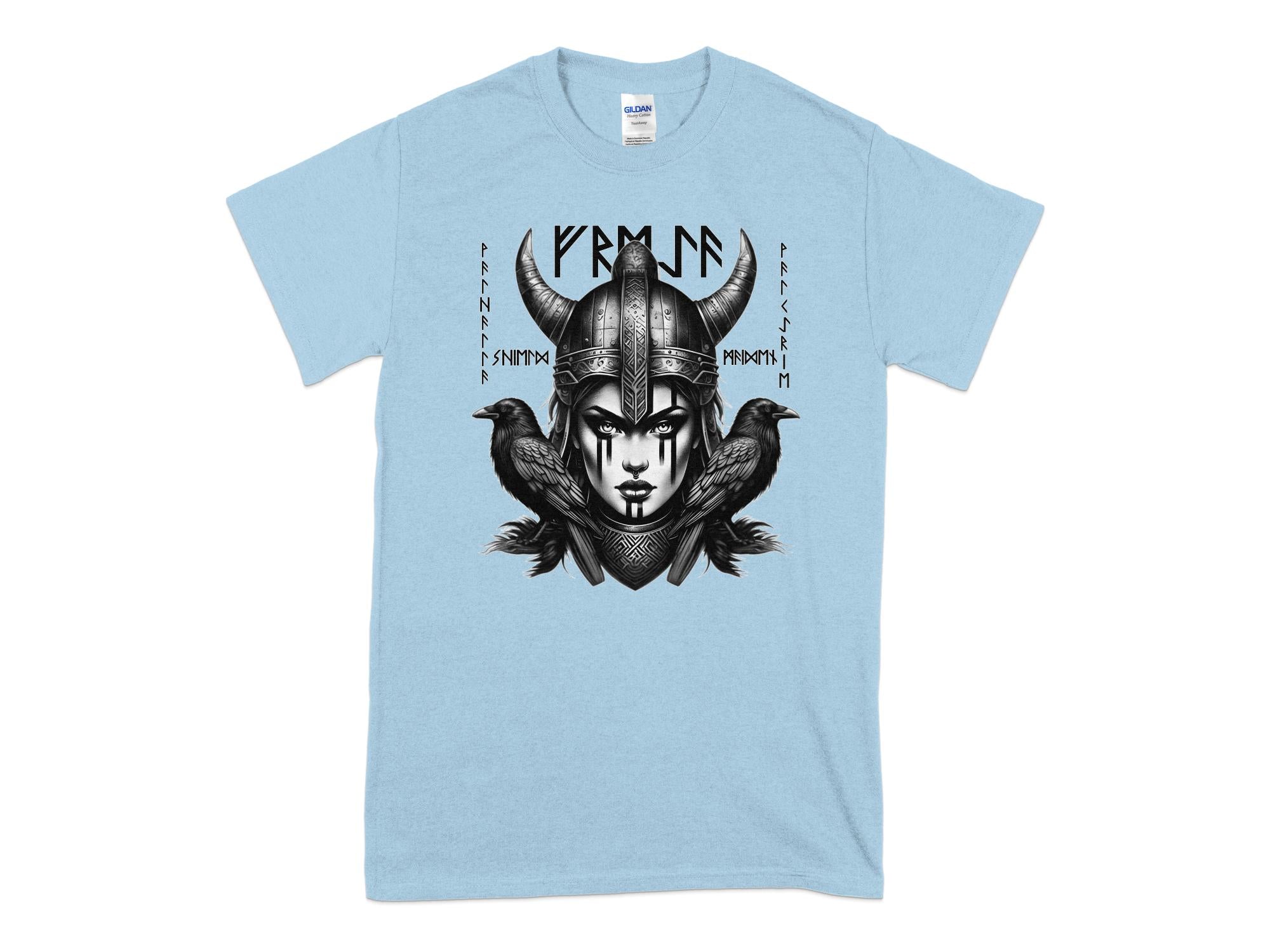 Viking Shield Maiden - Coloured Gildan T Shirt Realistic Norse Talisman Men Women Unisex Valhalla Tee Graphic Design