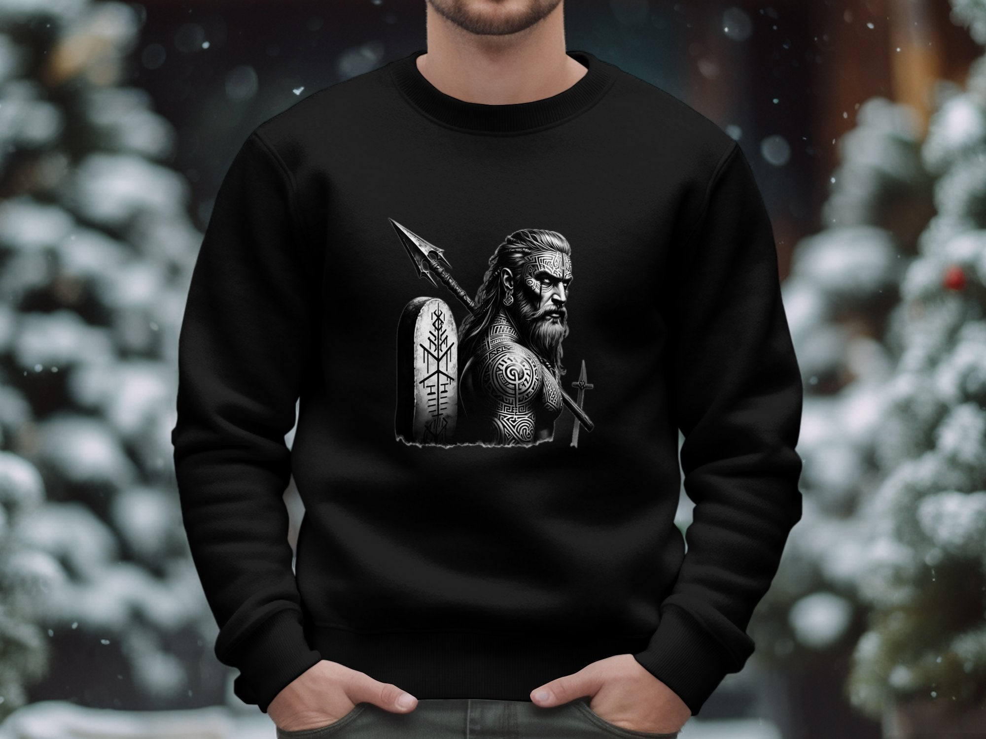 Viking Heroism - Coloured Gildan Sweatshirt Realistic Norse Talisman Men Women Unisex Valhalla Tee Graphic Design