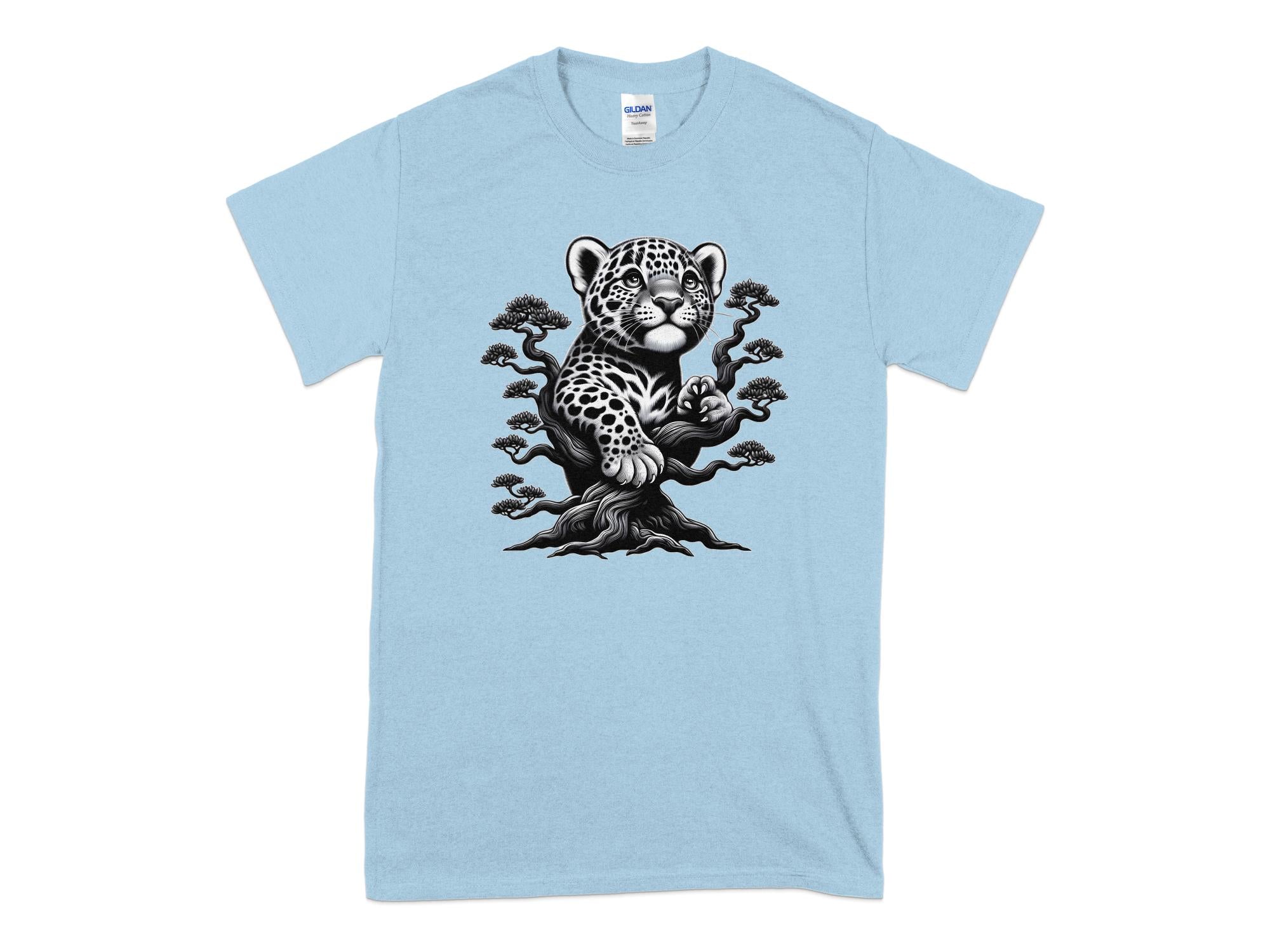 Leopard Bonsai - Coloured Gildan T-Shirt Realistic Animal Talisman Unisex Cute Tee Graphic Design