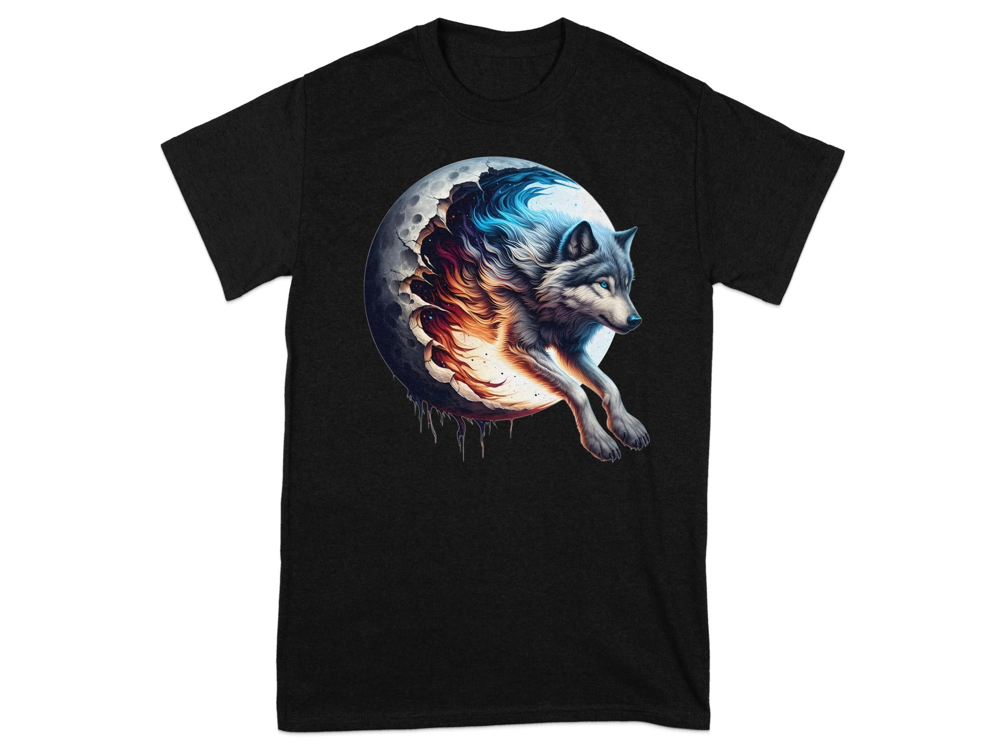 Moon Wolf - T-Shirt Realistic Full Colour Animal Talisman Unisex Mythology Tee Gildan Graphic Design