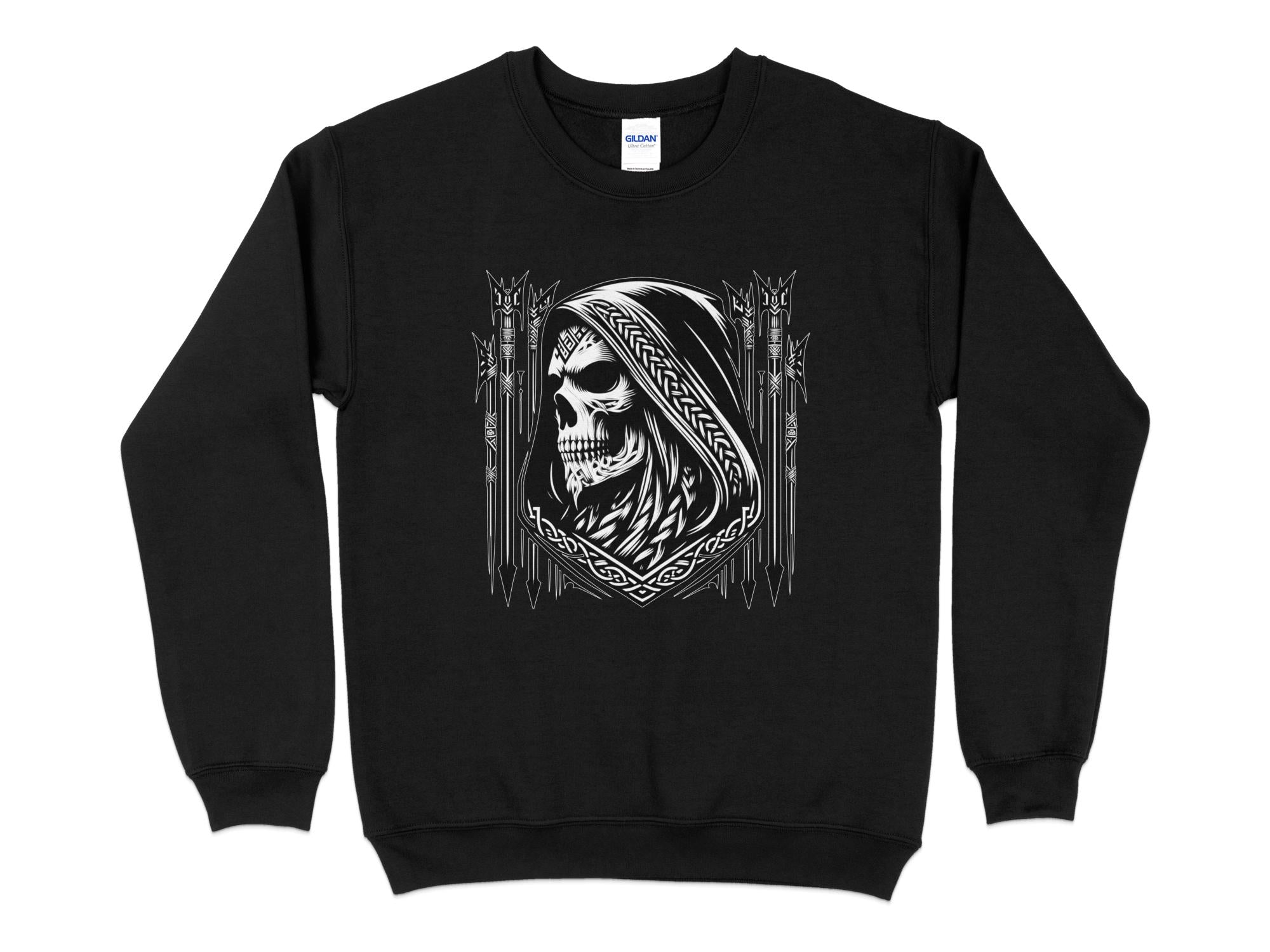 Grim Reaper - Black White Gildan Sweatshirt Commemorative Talisman Unisex Tee Graphic Design