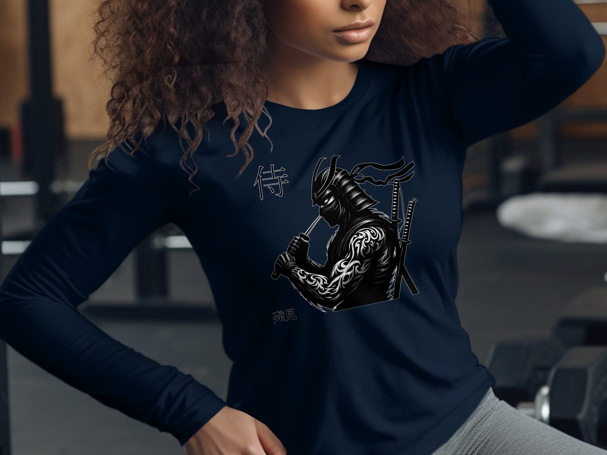 Samurai Ninja - Coloured Gildan Long Sleeve Japanese Talisman Unisex Cultural Symbolic Graphic Design