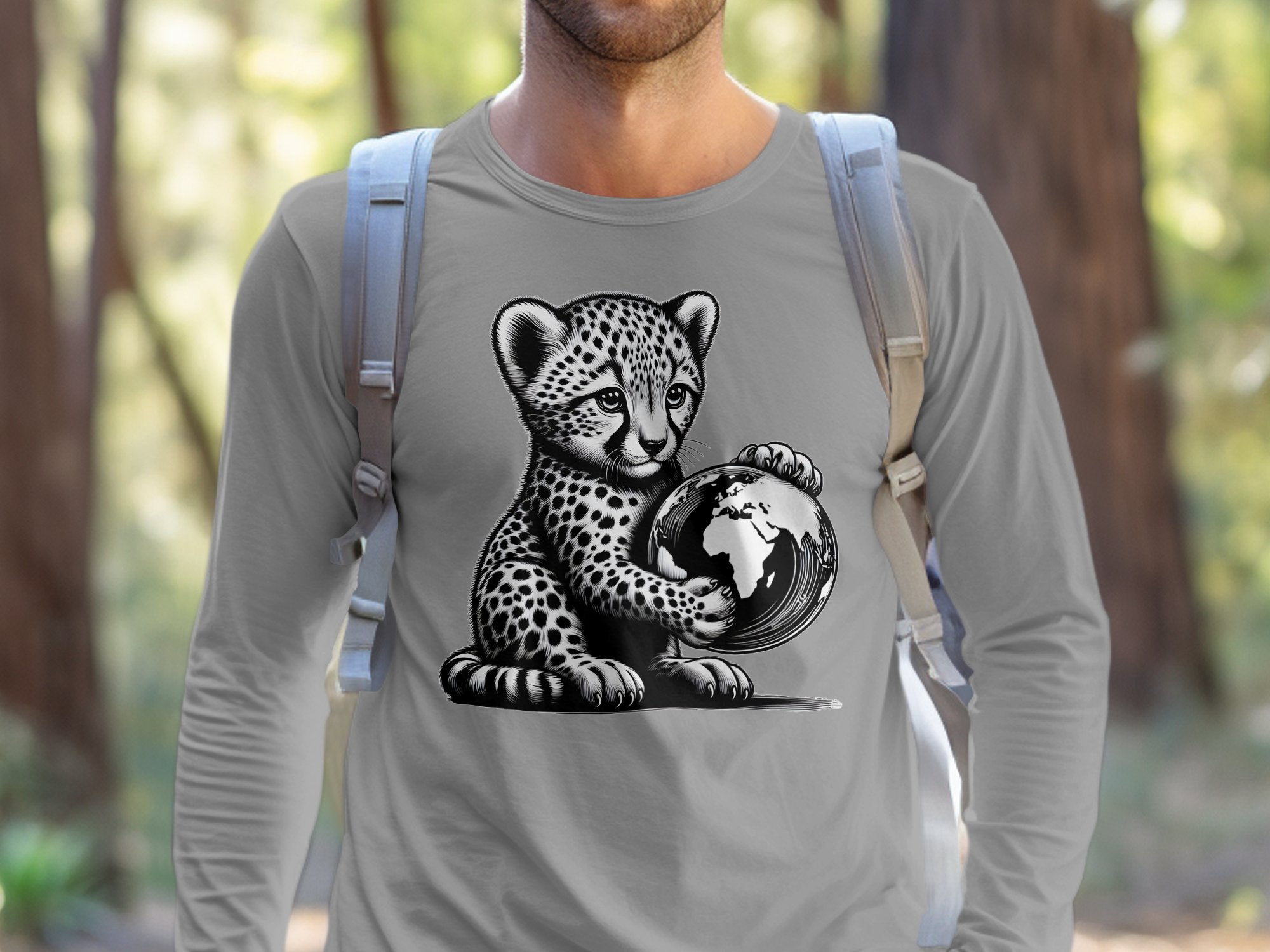 Cheetah World - Coloured Gildan Long Sleeve Realistic Animal Talisman Unisex Cute Tee Graphic Design