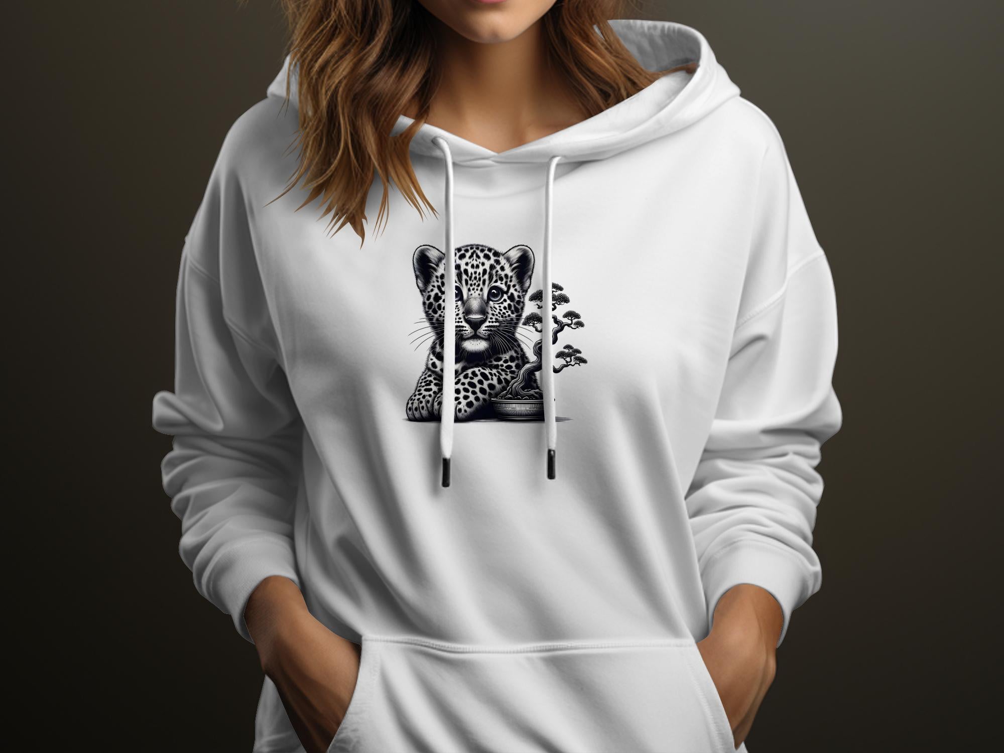 Leopard Bonsai - Coloured Gildan Hoodie Realistic Animal Talisman Unisex Cute Tee Graphic Design