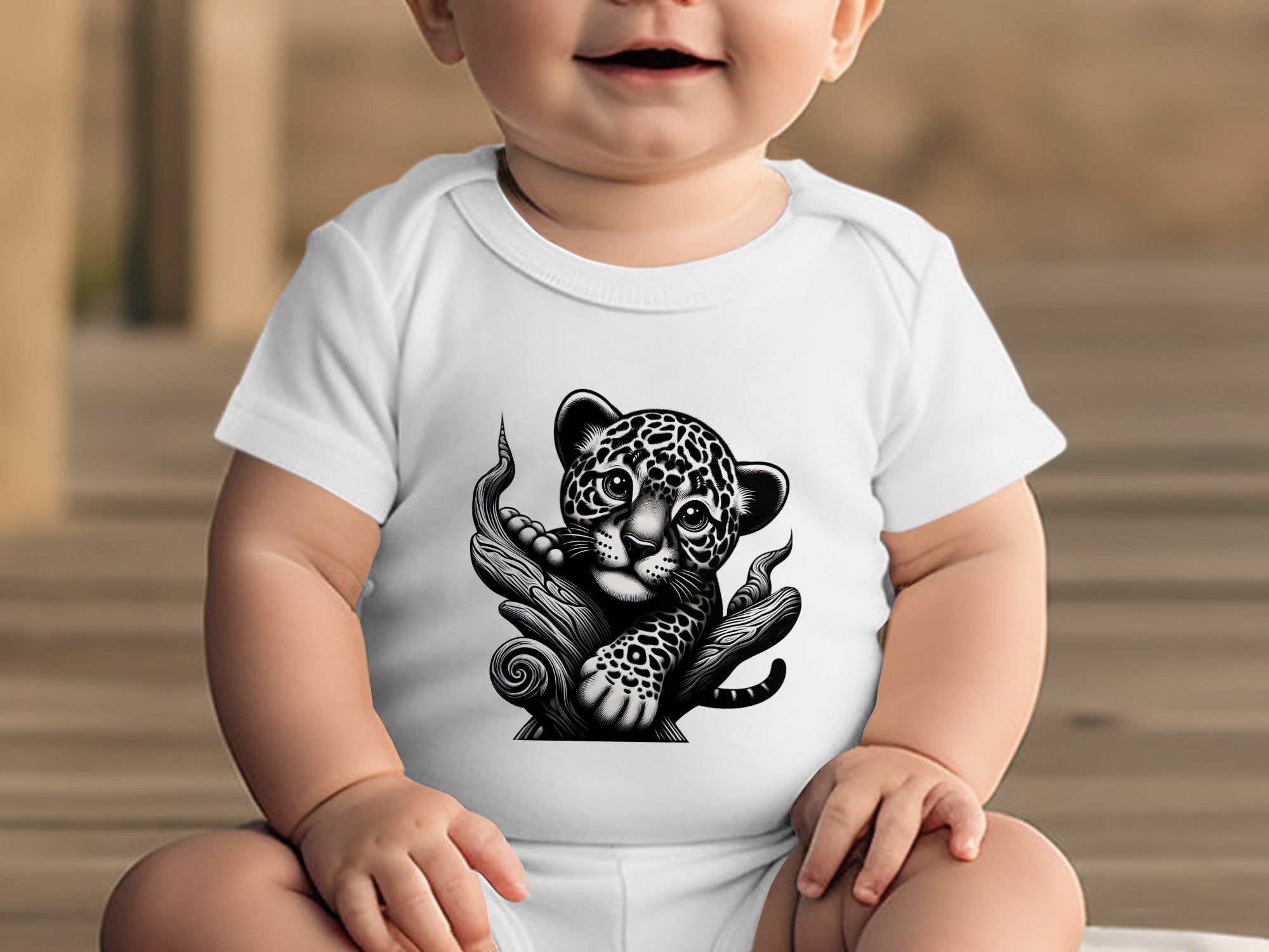 Leopard Bonsai - Coloured Toddler Bodysuit Realistic Animal Talisman Unisex Cute Tee Graphic Design