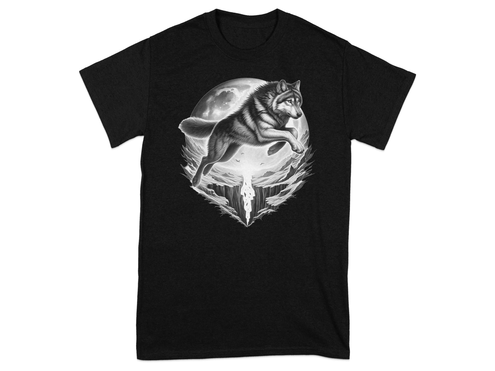 Moon Wolf - Coloured Gildan T-Shirt Realistic Animal Talisman Unisex Mythology Tee Graphic Design