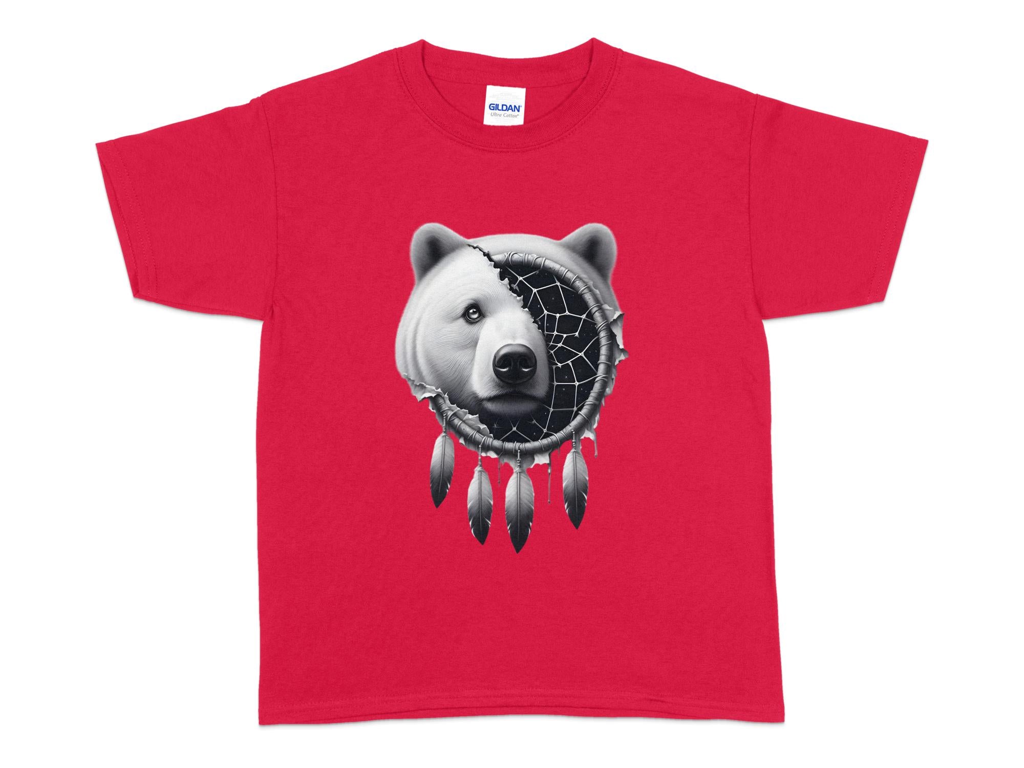 Dreamcatcher Bear - Coloured Gildan Kids T Shirt Realistic Native American Talisman Unisex Mythology Tee Graphic Design