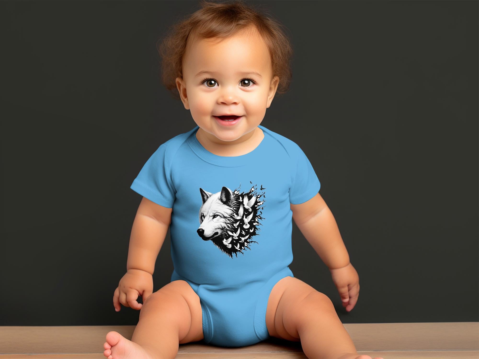 Wolf x Doves - Coloured Toddler Bodysuit Realistic Animal Talisman Unisex Tee Graphic Design