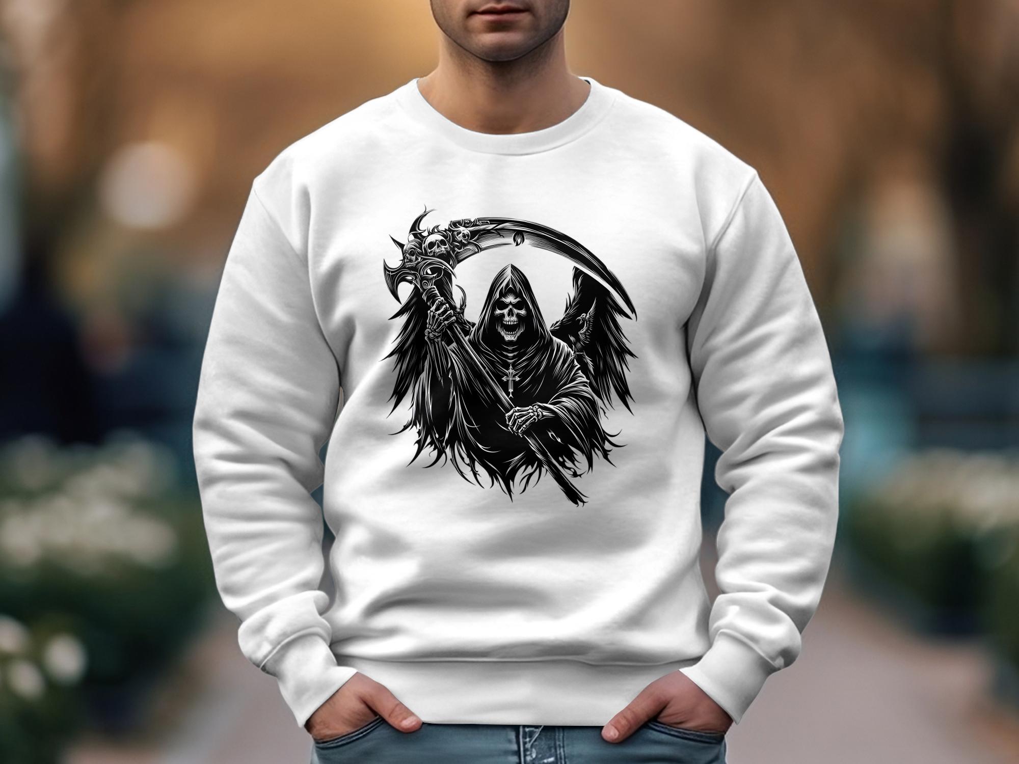 Grim Reaper - Black White Gildan Sweatshirt Commemorative Talisman Unisex Tee Graphic Design