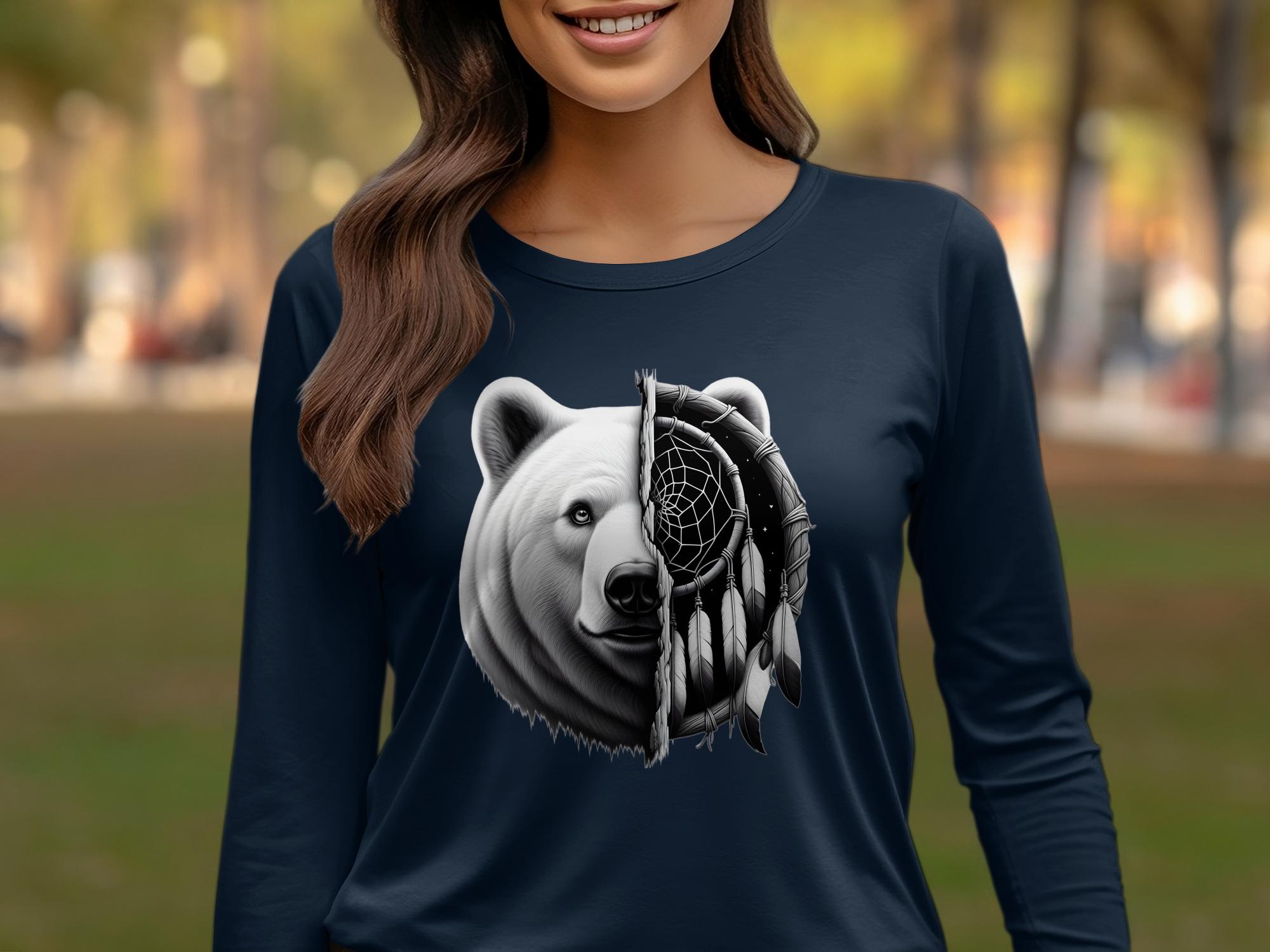 Dreamcatcher Bear - Coloured Gildan Long Sleeve Realistic Native American Talisman Unisex Mythology Tee Graphic Design