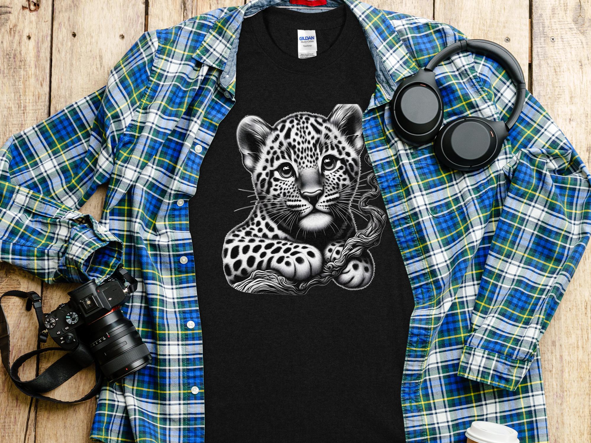 Leopard Bonsai - Coloured Gildan T-Shirt Realistic Animal Talisman Unisex Cute Tee Graphic Design