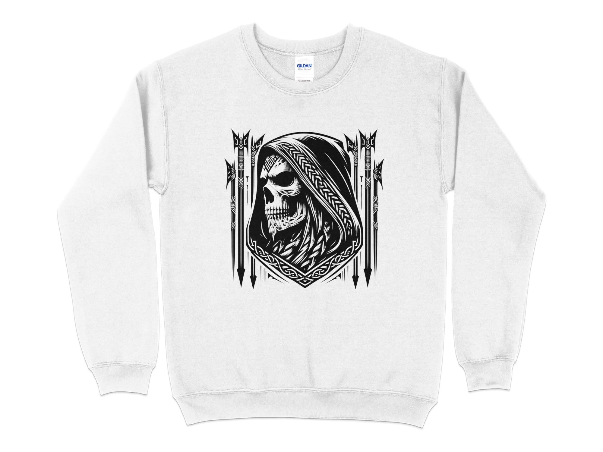 Grim Reaper - Black White Gildan Sweatshirt Commemorative Talisman Unisex Tee Graphic Design