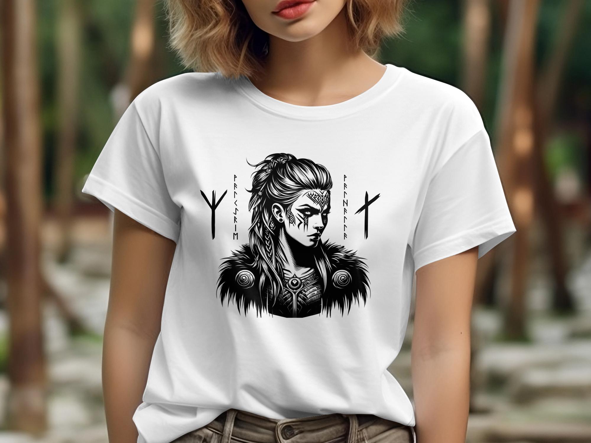 Viking Shield Maiden - Coloured Gildan T Shirt Realistic Norse Talisman Men Women Unisex Valhalla Tee Graphic Design