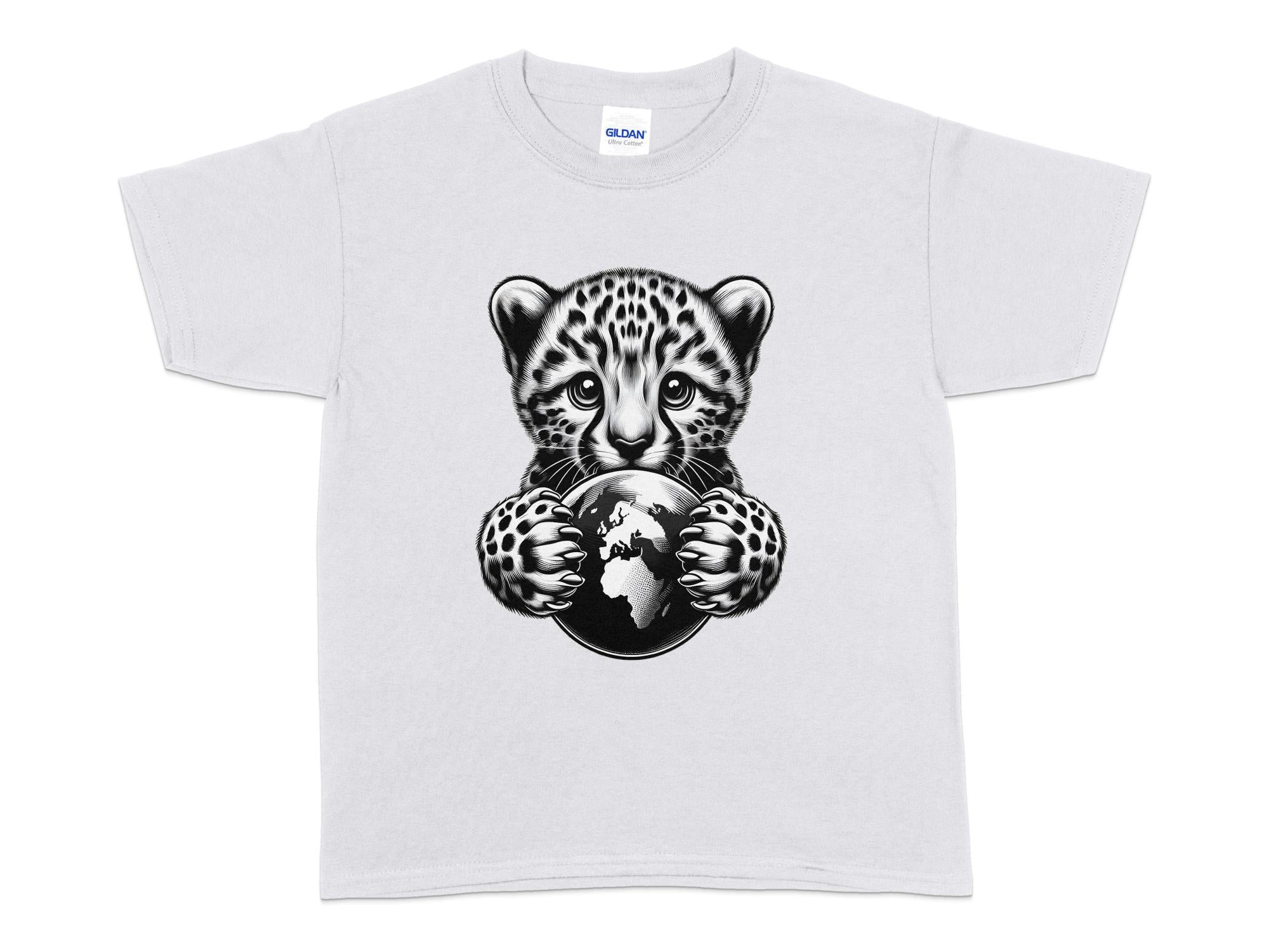 Cheetah World - Coloured Gildan Kids T-Shirt Realistic Animal Talisman Unisex Cute Tee Graphic Design