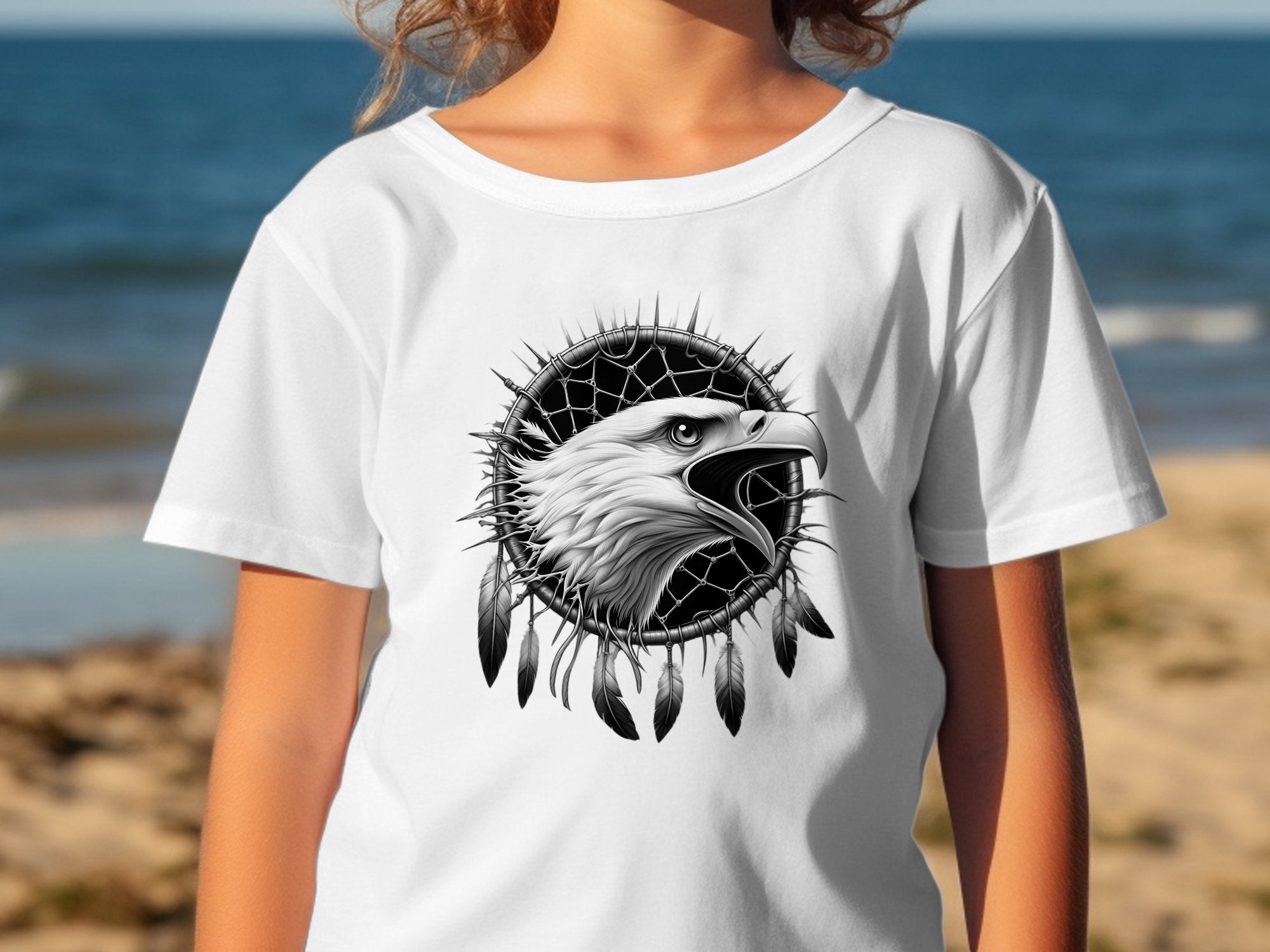 Dreamcatcher Eagle - Coloured Gildan Kids T-Shirt Realistic Native American Talisman Unisex Mythology Tee Graphic Design