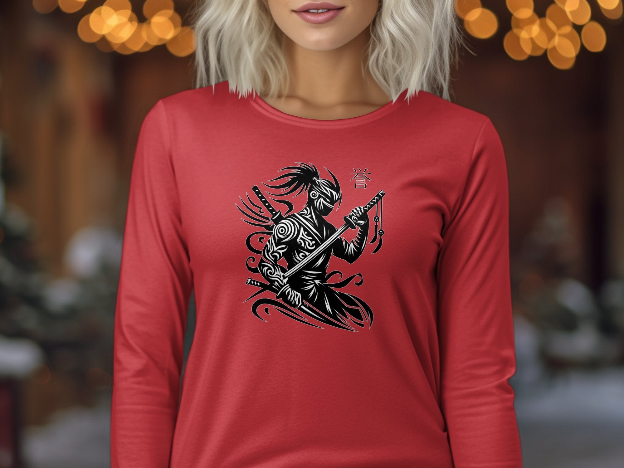 Samurai Ninja - Coloured Gildan Long Sleeve Japanese Talisman Unisex Cultural Symbolic Graphic Design