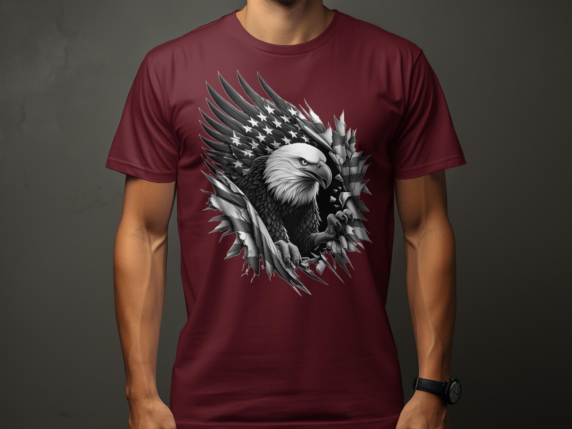 Eagle Patriot - Coloured Gildan T-Shirt Realistic Animal Talisman Unisex Tee Graphic Design