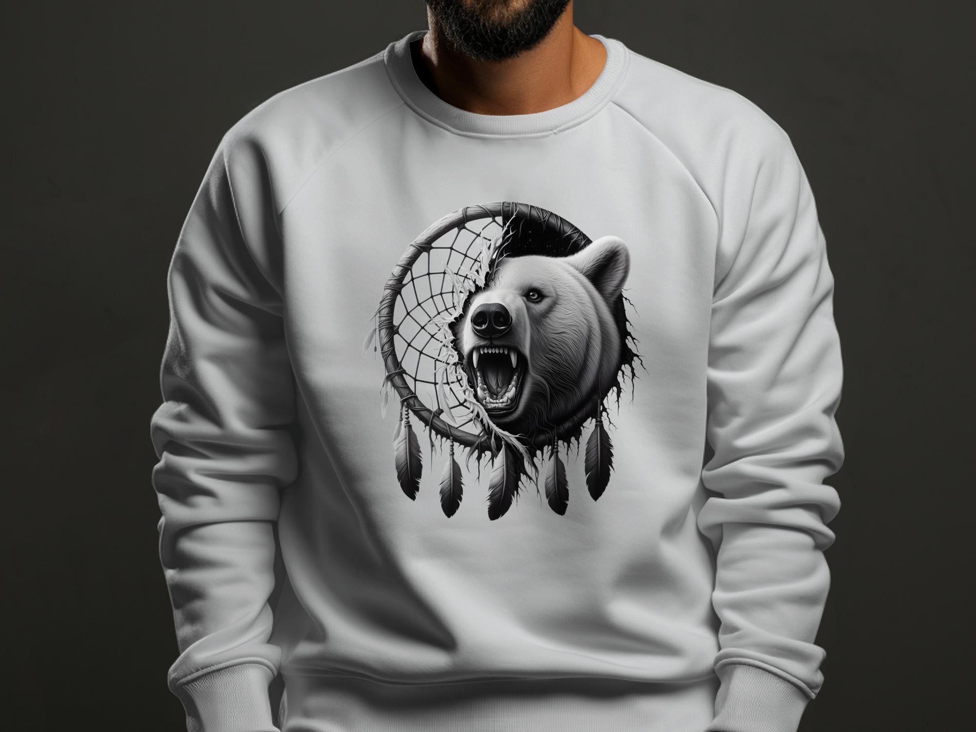 Dreamcatcher Bear - Coloured Gildan Sweatshirt Realistic Native American Talisman Unisex Mythology Tee Graphic Design