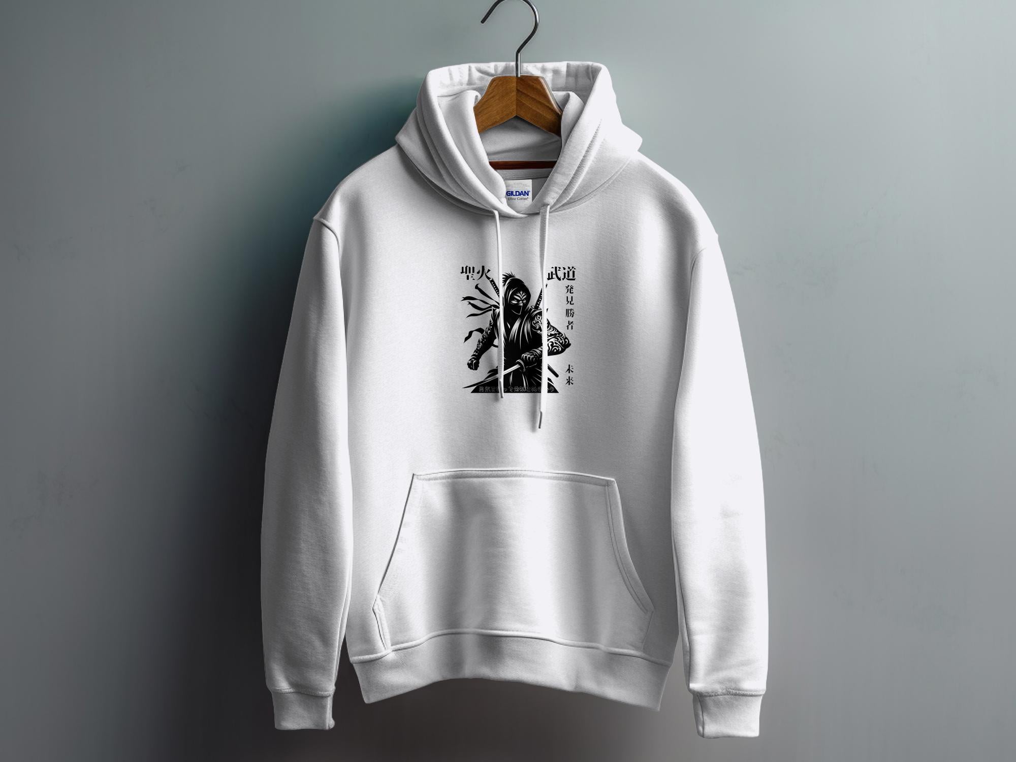 Samurai Ninja - Coloured Gildan Hoodie Japanese Talisman Unisex Cultural Symbolic Graphic Design