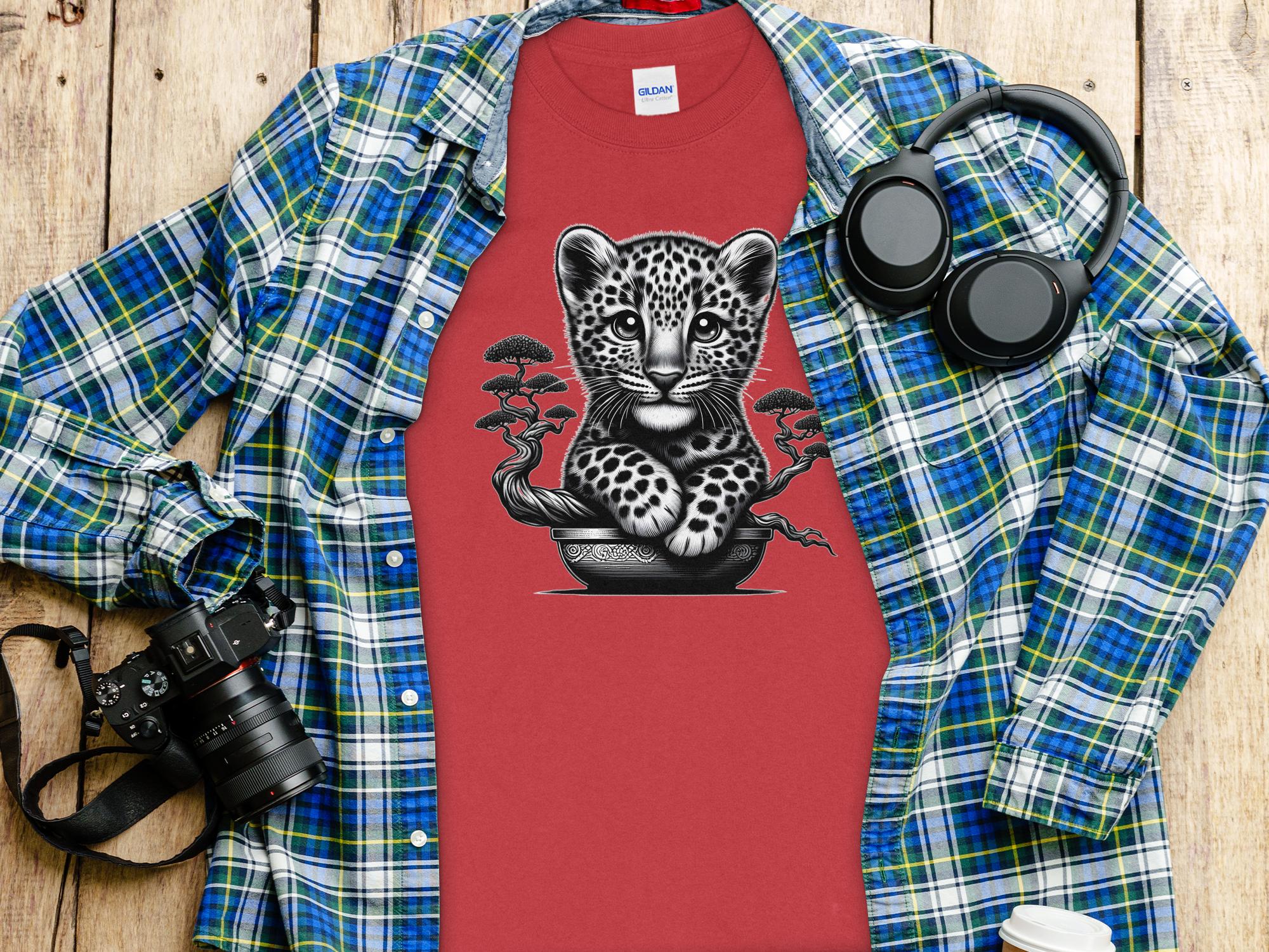 Leopard Bonsai - Coloured Gildan Long Sleeve Realistic Animal Talisman Unisex Cute Tee Graphic Design